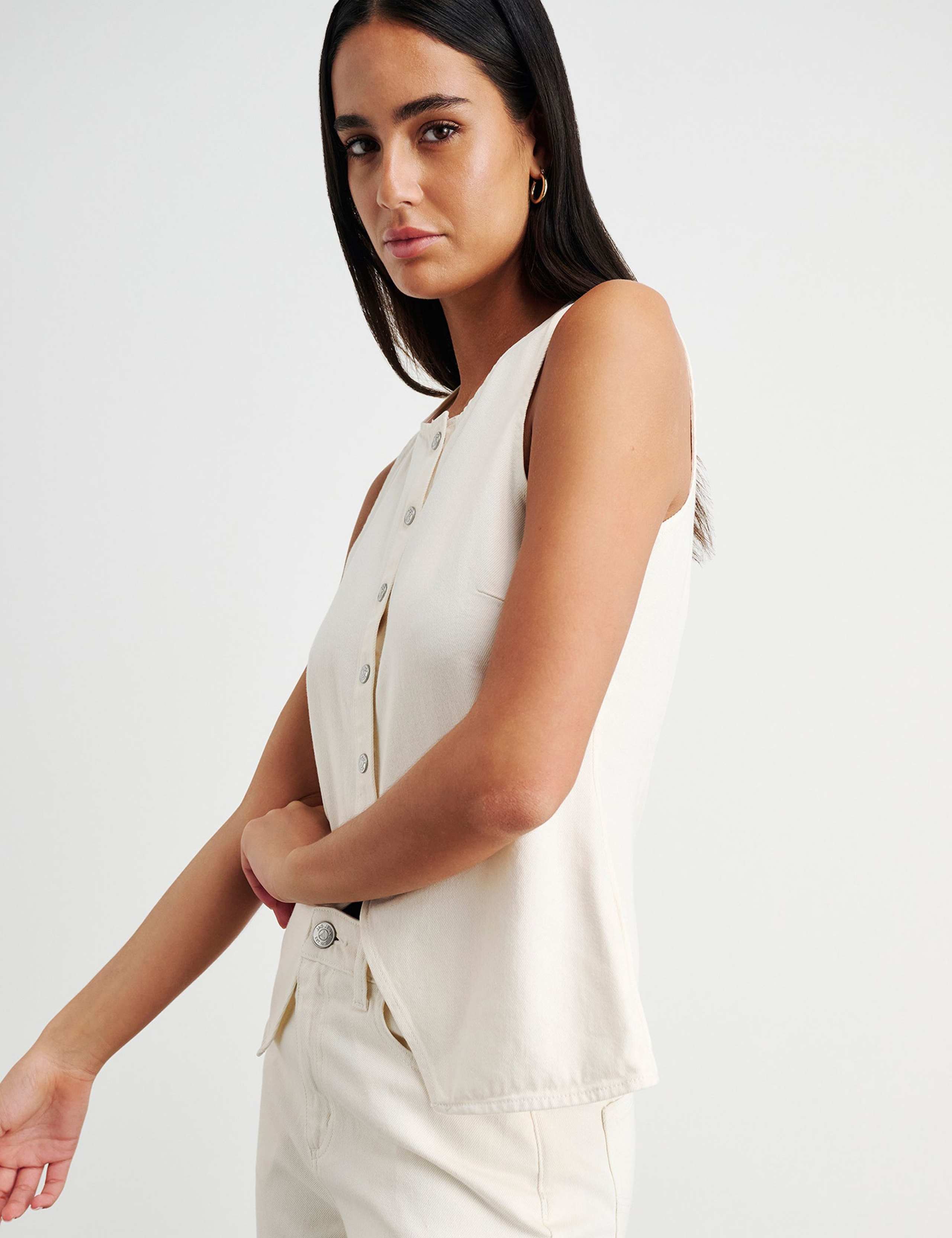 Cotton Rich Denim Longline Vest Top 3 of 5