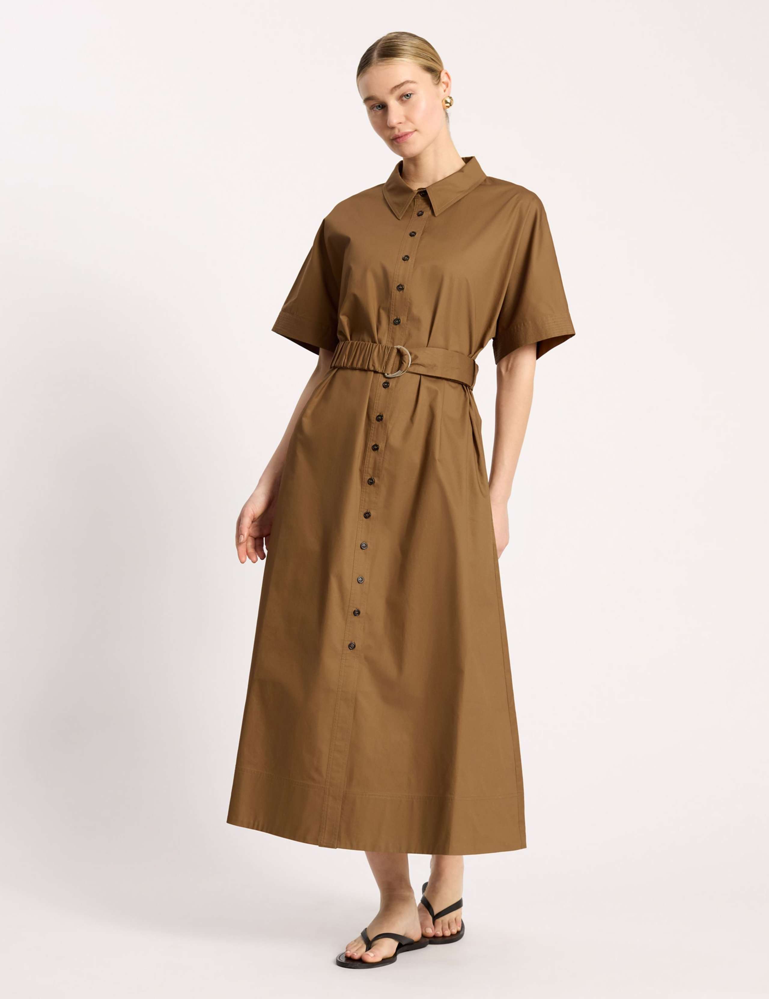 Pure Cotton Midi Shirt Dress 1 of 4