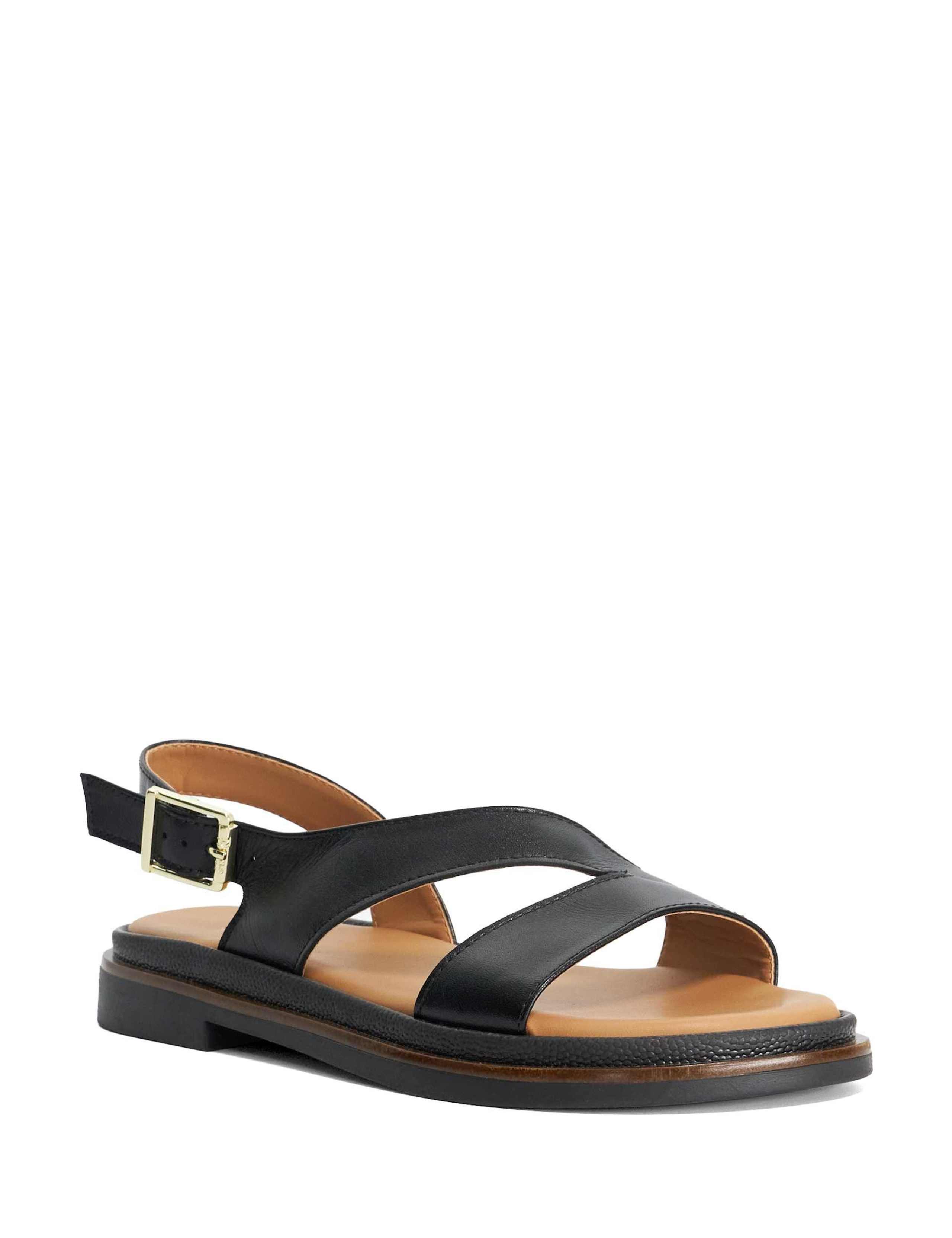 Leather Asymmetric Buckle Footbed Sandals 2 of 5