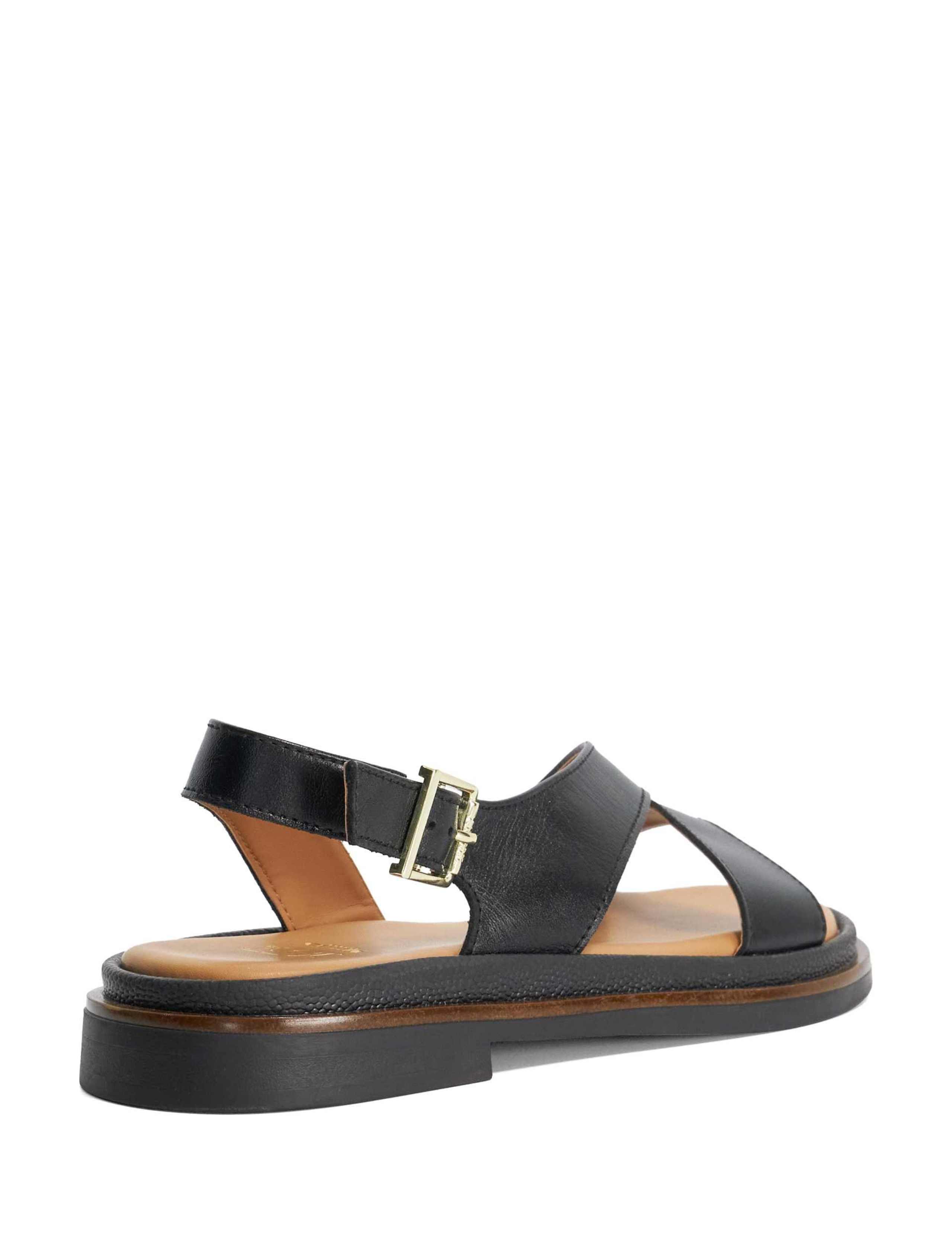 Leather Asymmetric Buckle Footbed Sandals 4 of 5