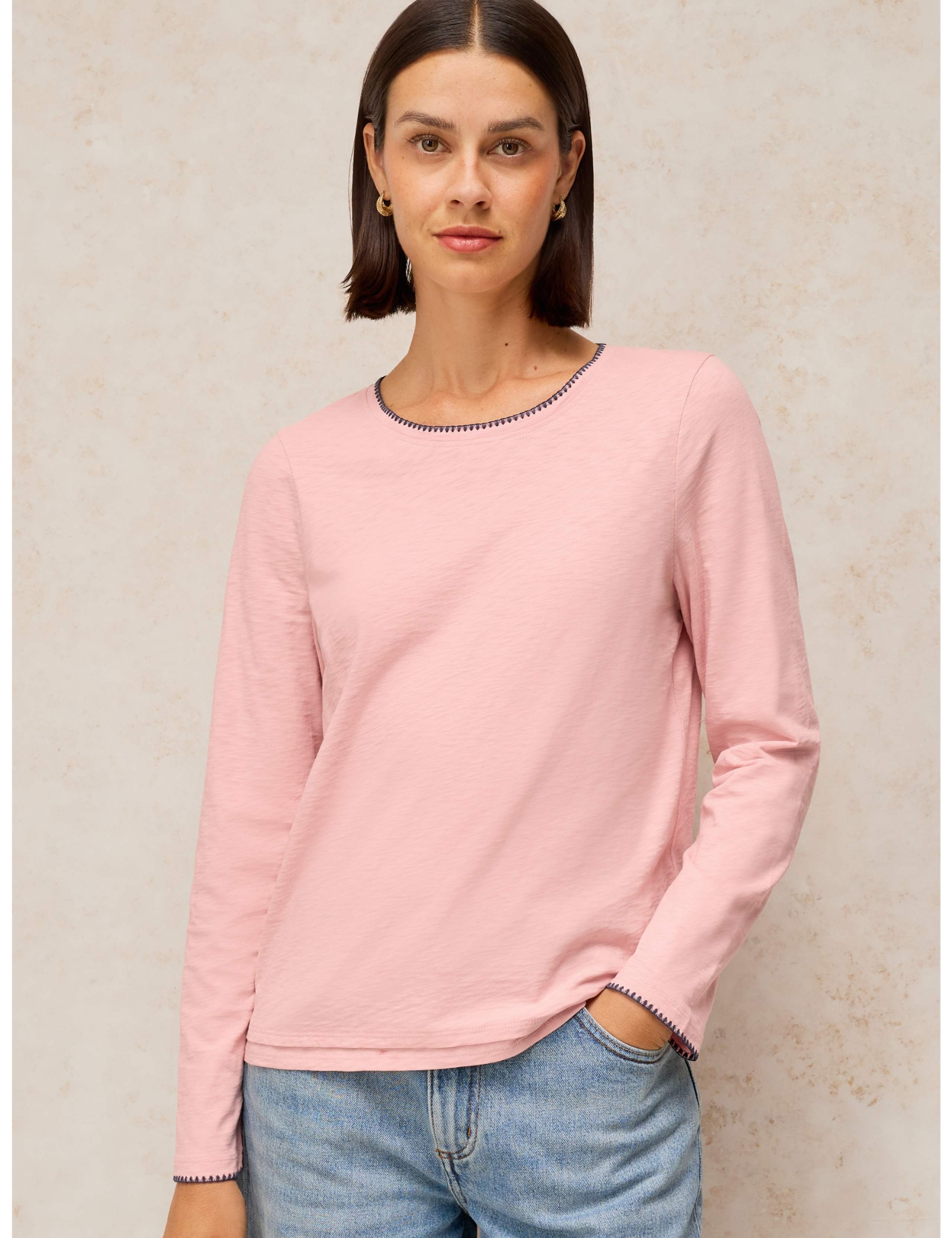 Pure Cotton Printed Stitch Detail T-Shirt 1 of 6