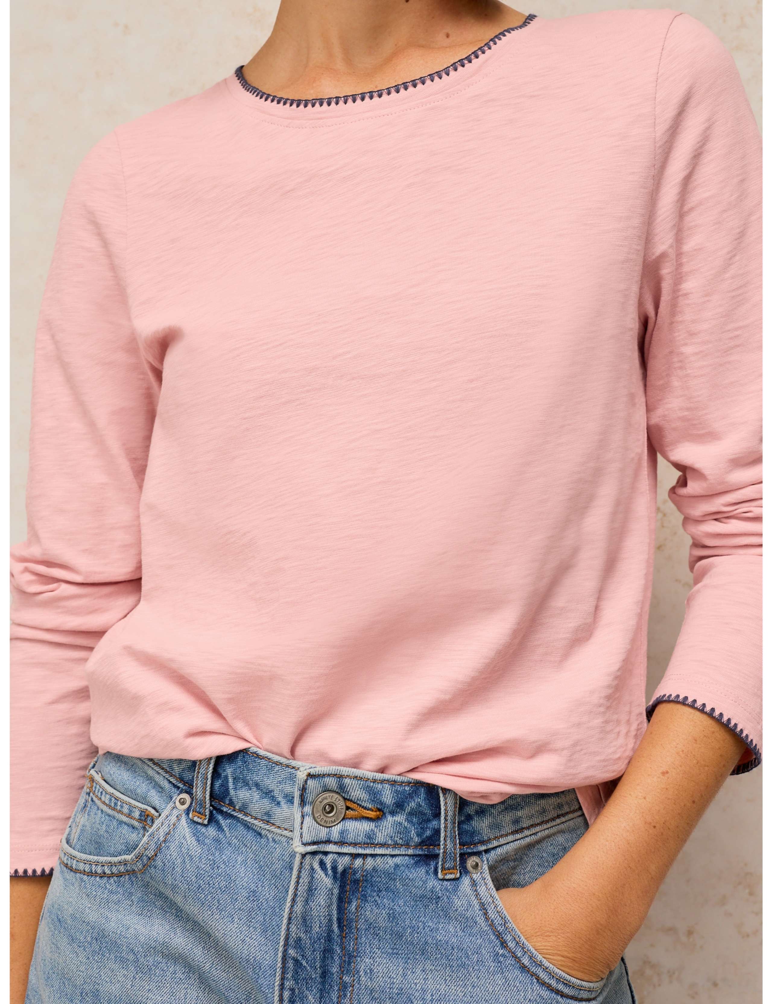 Pure Cotton Printed Stitch Detail T-Shirt 5 of 6