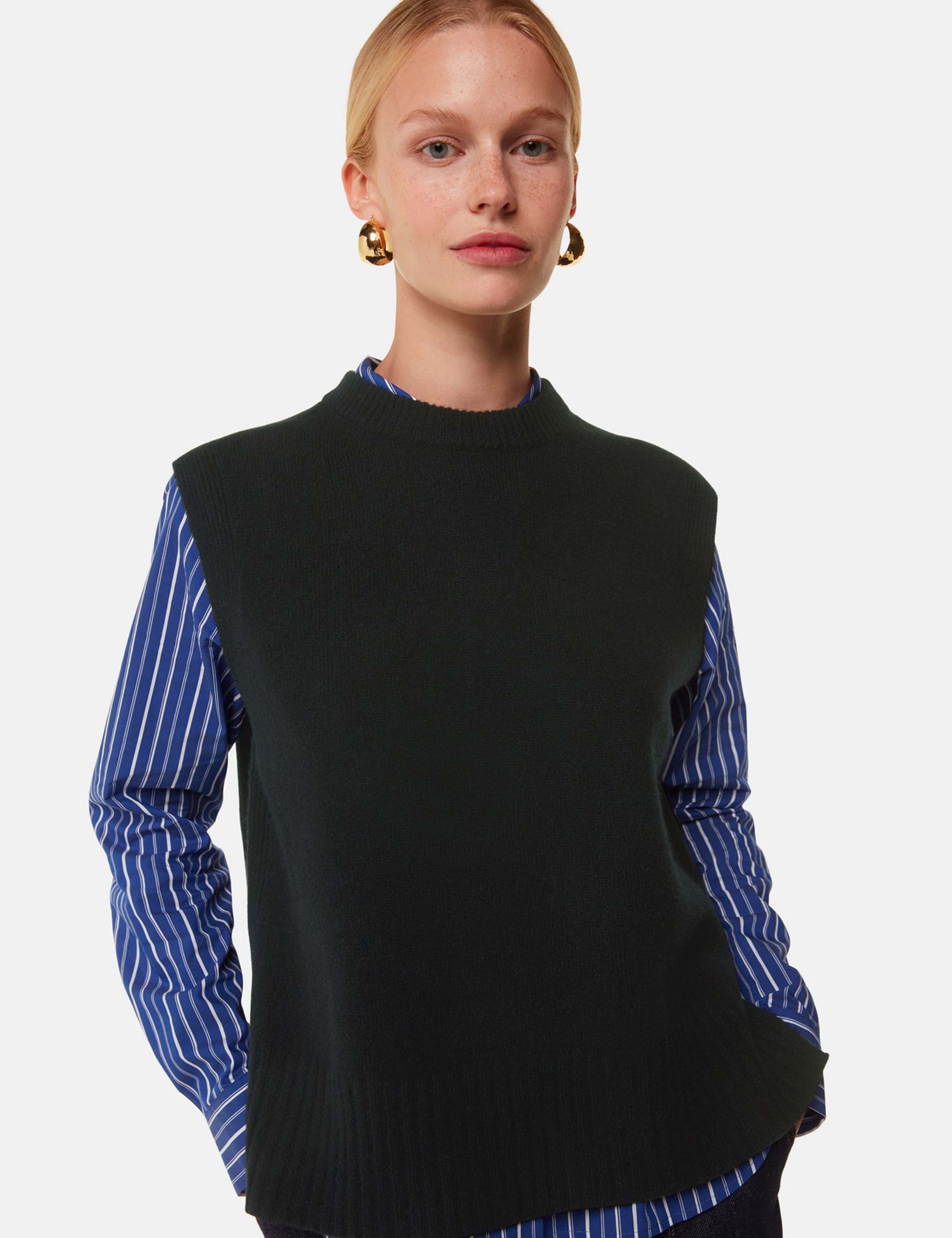 Pure Wool Split Hem Knitted Vest Top 3 of 4