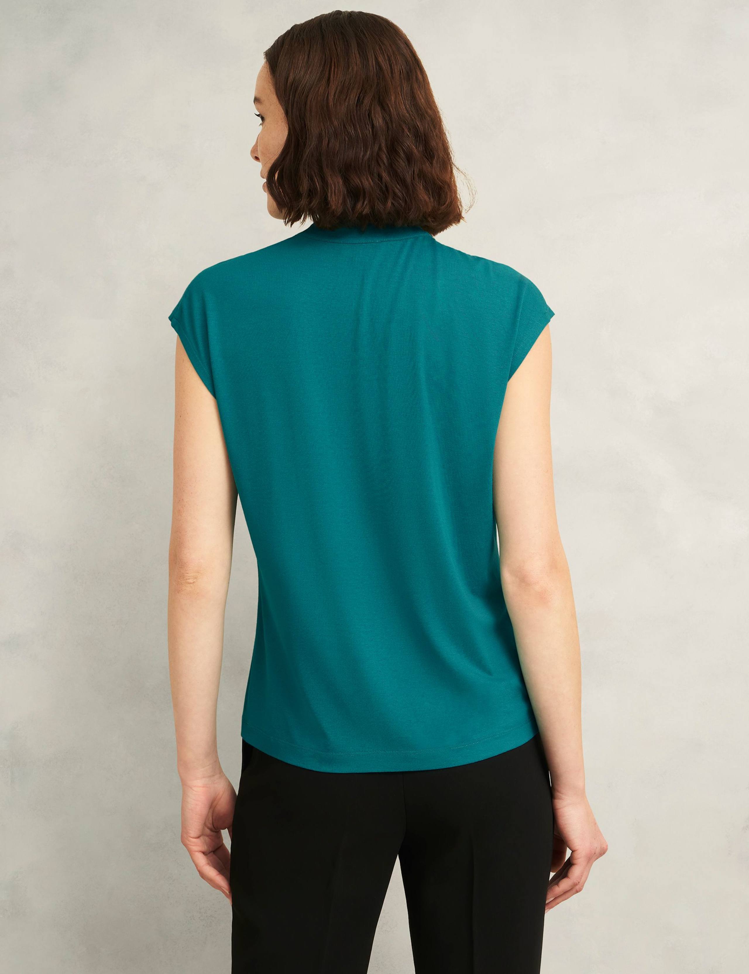 Button Detail Cap Sleeve Keyhole Top 4 of 5
