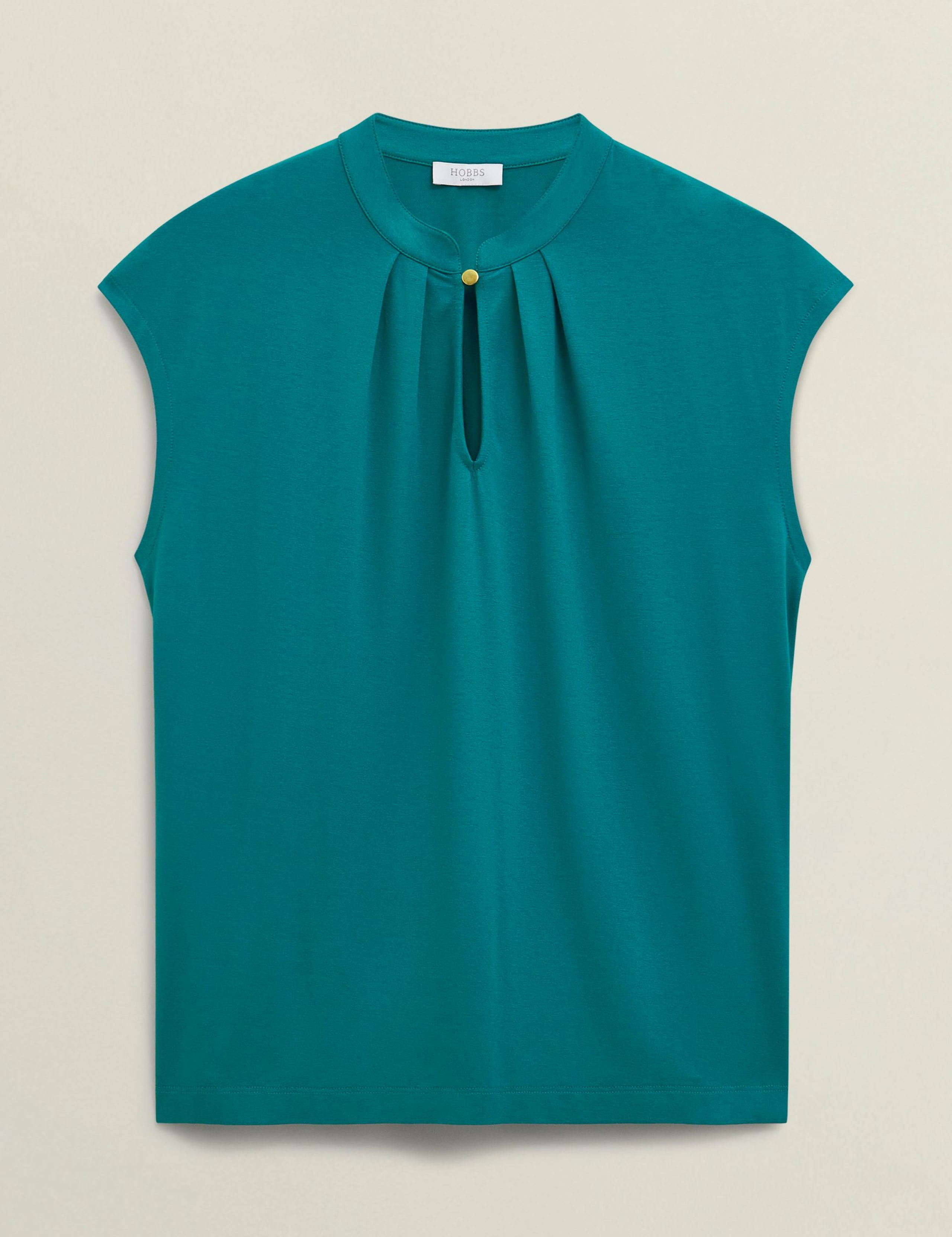 Button Detail Cap Sleeve Keyhole Top 2 of 5