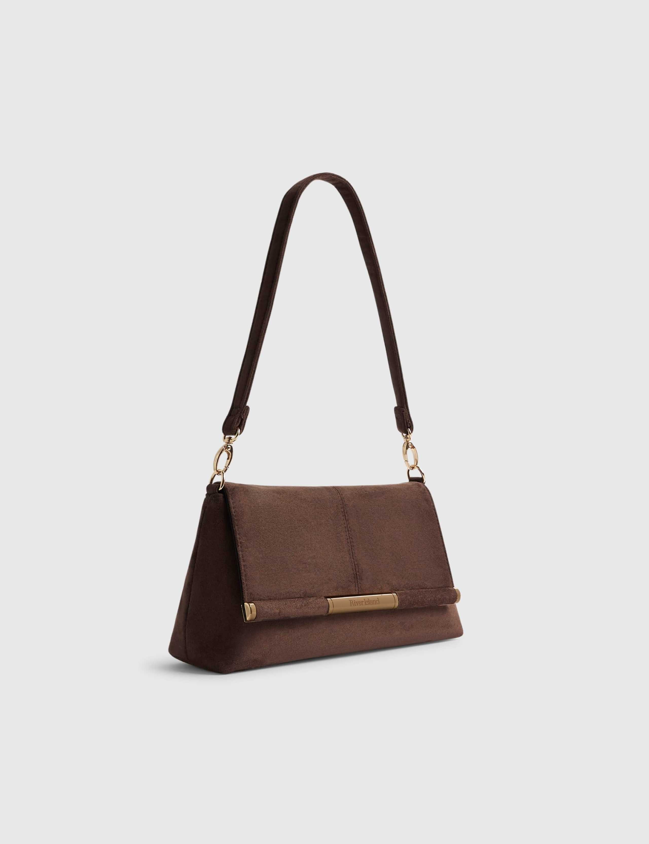 Faux Suede Bar Front Clutch Bag 2 of 5