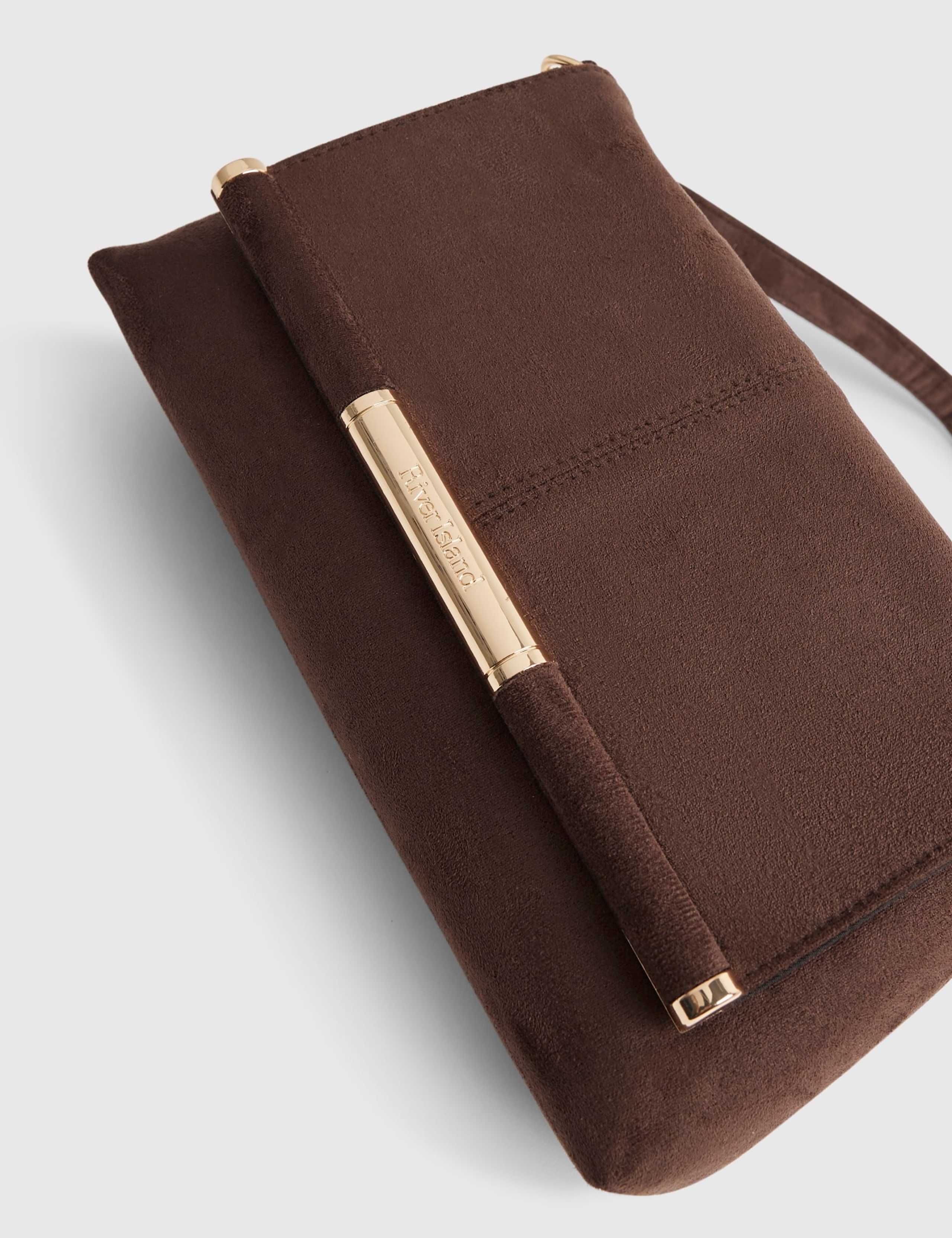 Faux Suede Bar Front Clutch Bag 3 of 5