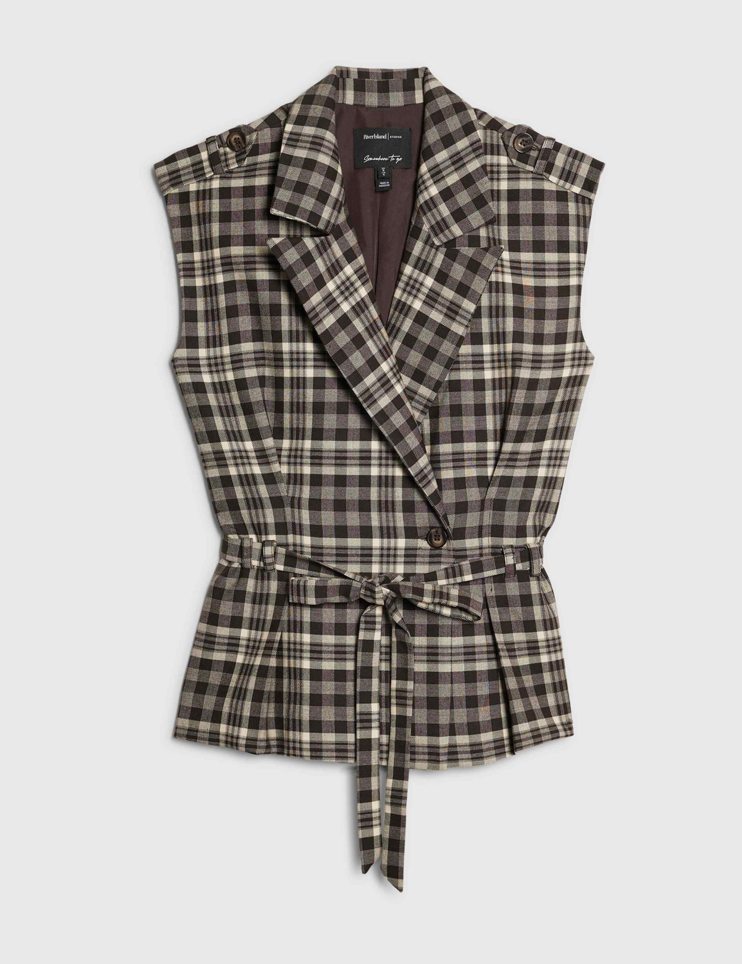 Checked Collared Tie Detail Shirt 4 of 6