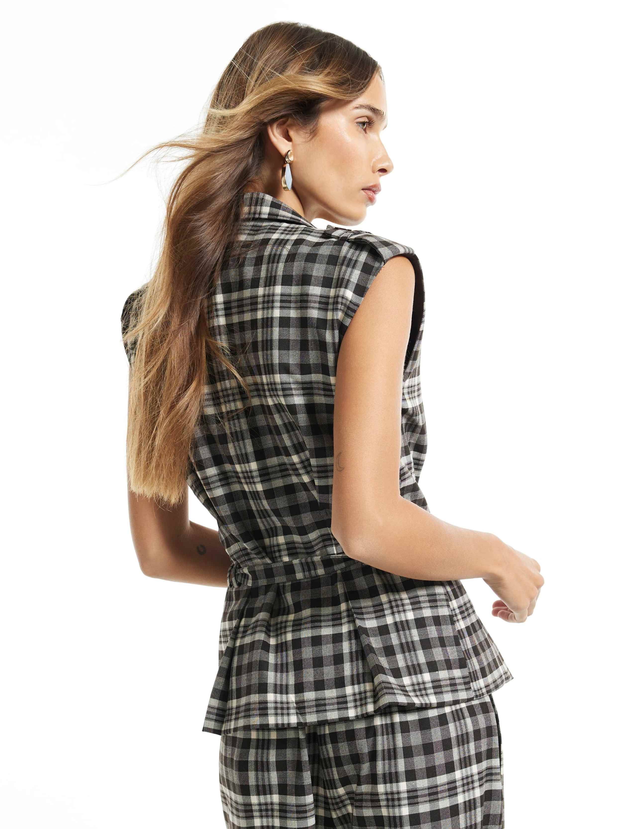 Checked Collared Tie Detail Shirt 5 of 6