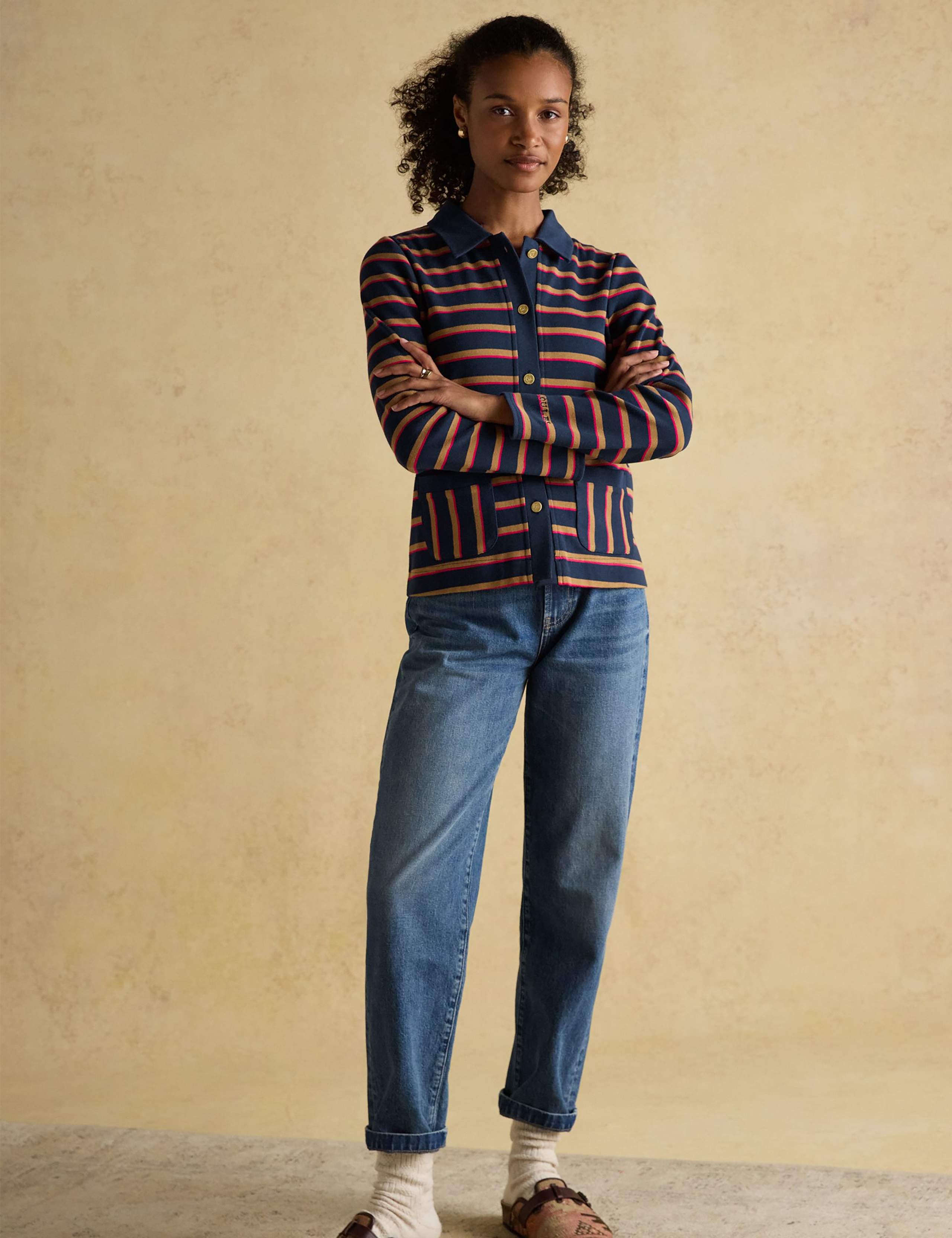 Pure Cotton Striped Collared Cardigan 4 of 8