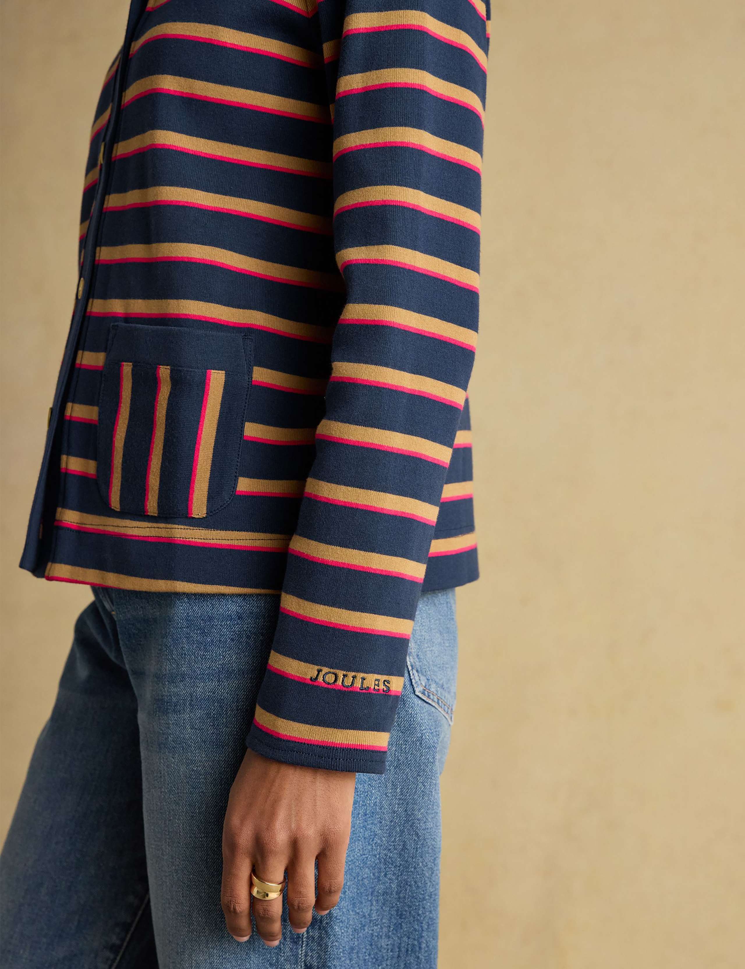 Pure Cotton Striped Collared Cardigan 7 of 8