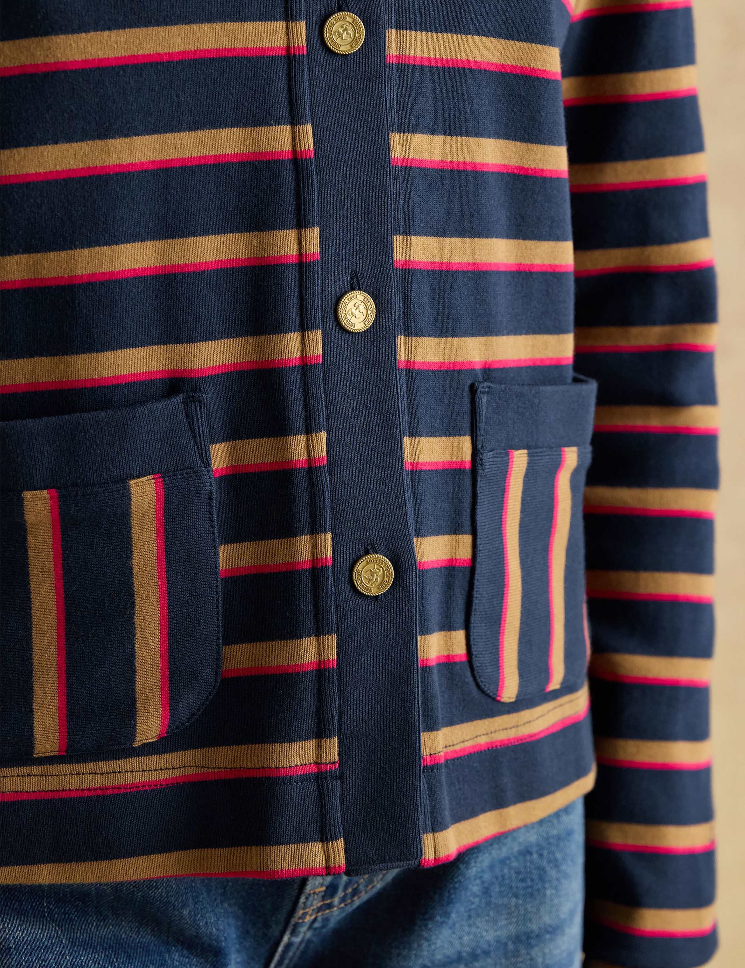Pure Cotton Striped Collared Cardigan 8 of 8