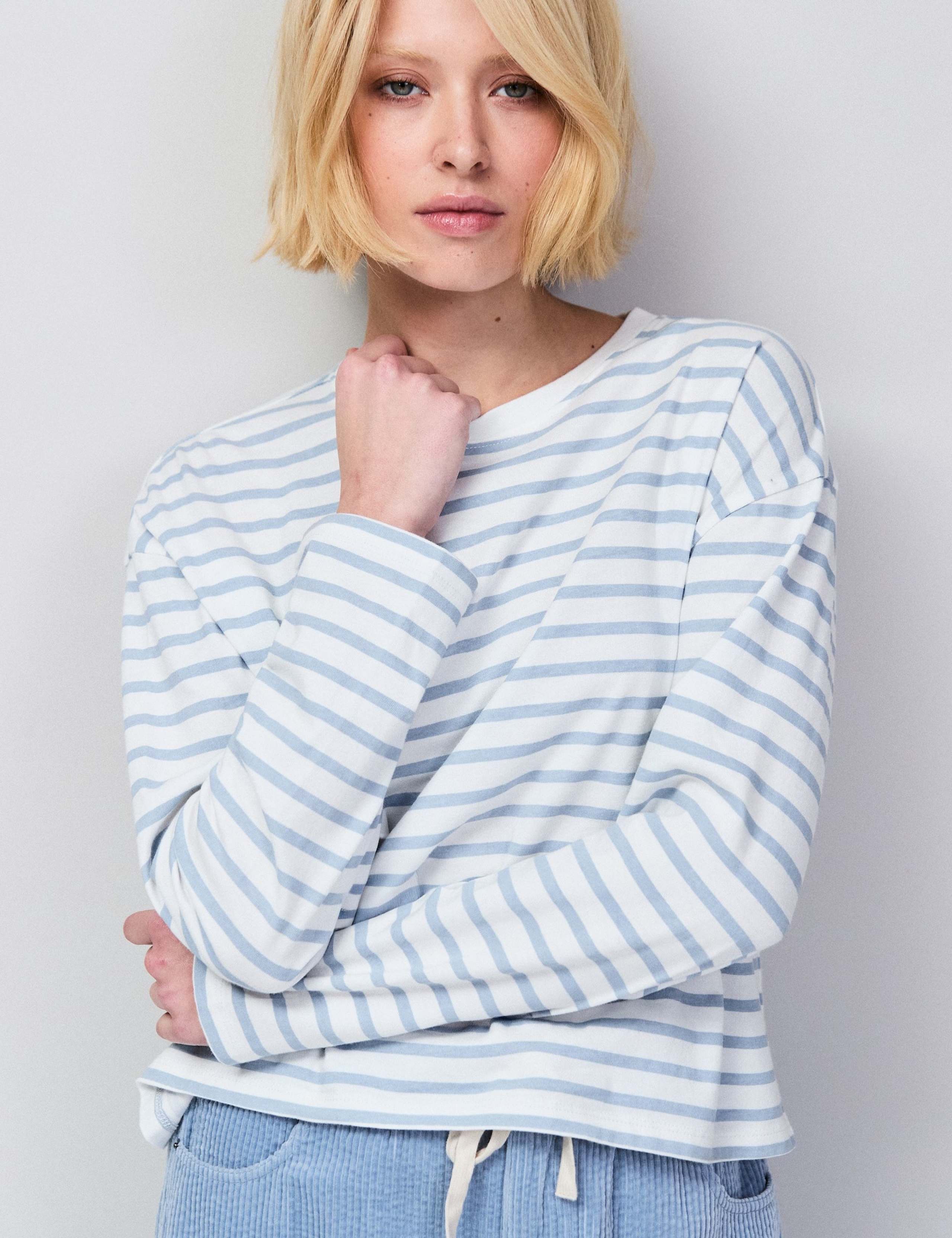 Pure Cotton Striped Crew Neck T-Shirt 2 of 4