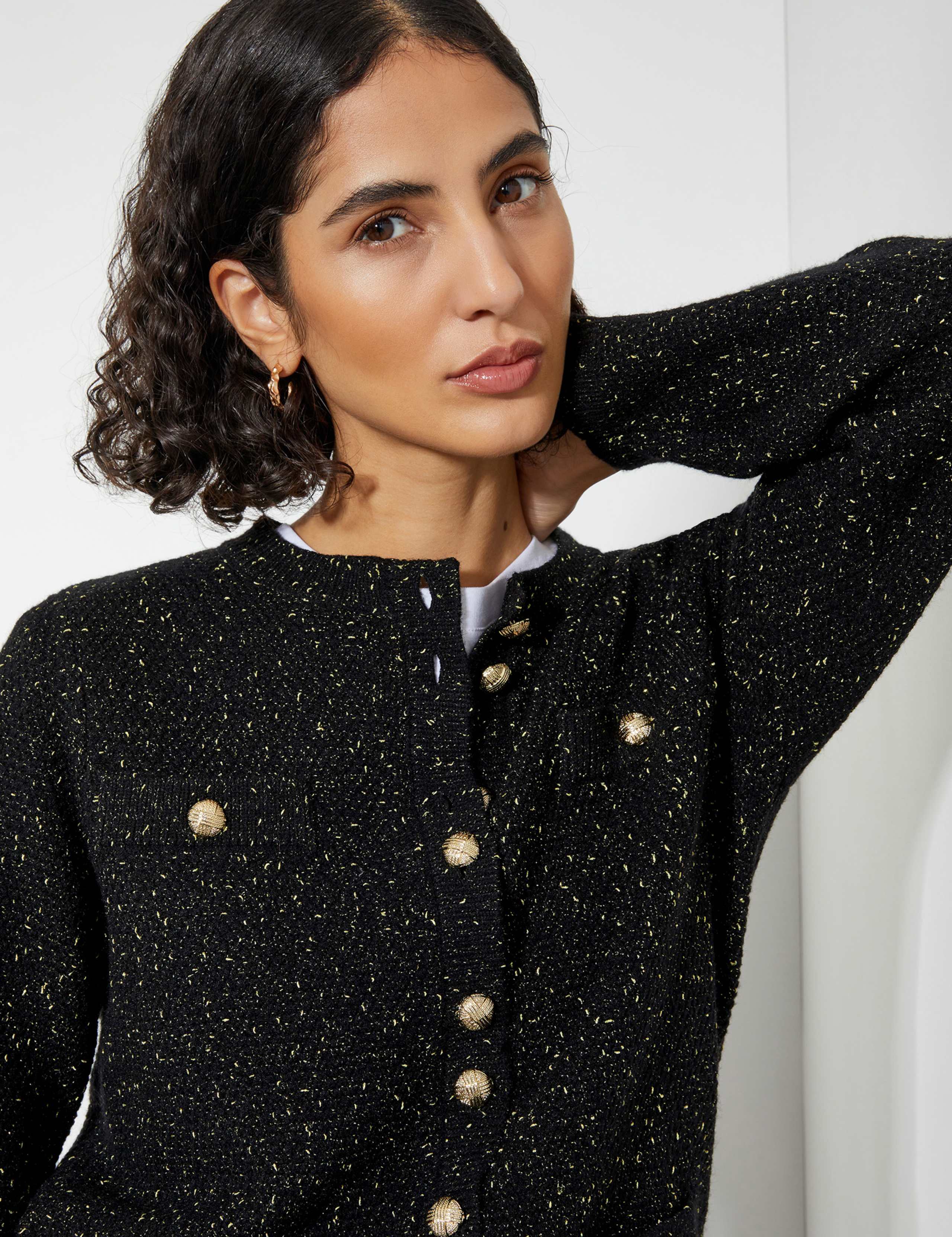 Sparkly Textured Crew Neck Cardigan 3 of 5