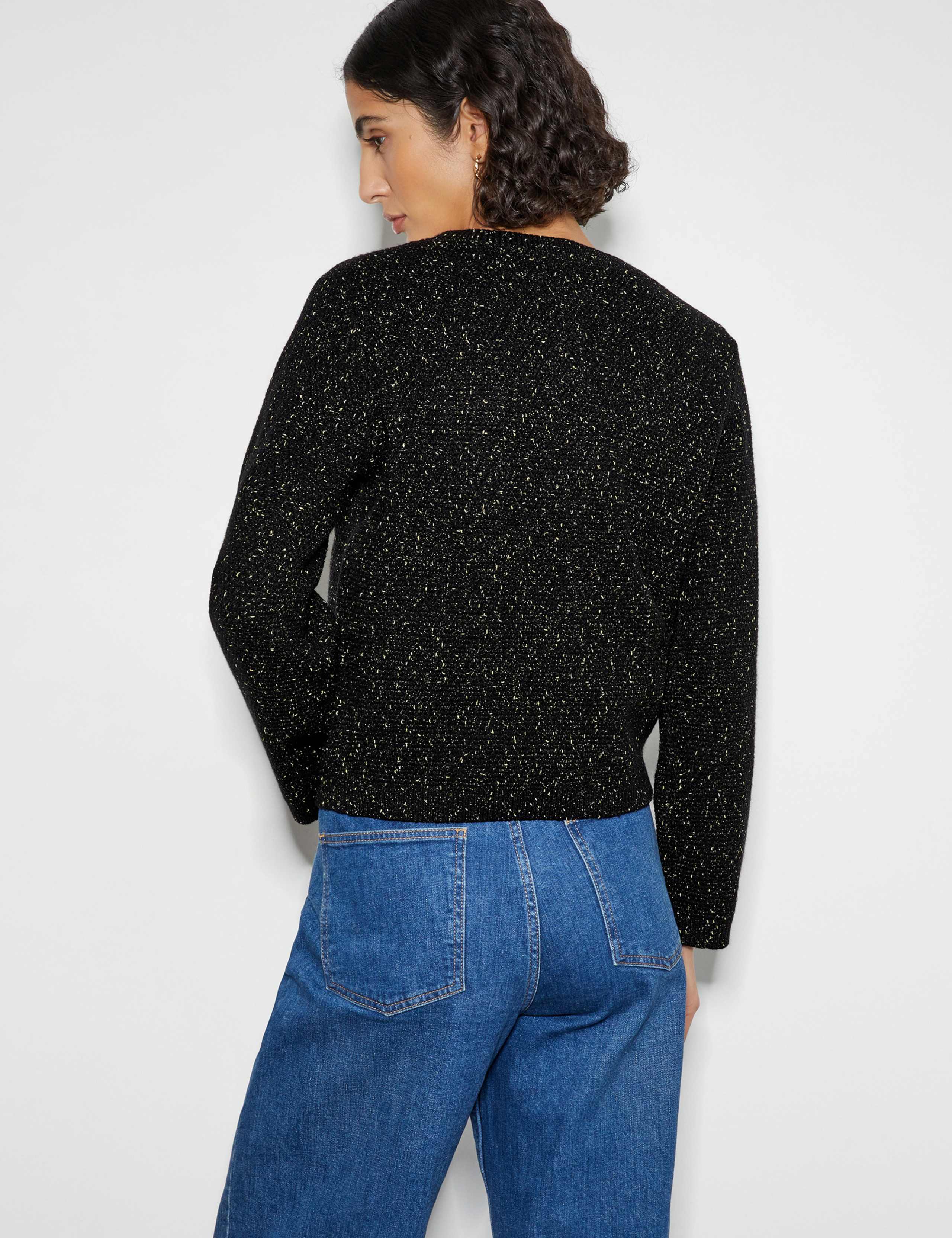 Sparkly Textured Crew Neck Cardigan 4 of 5