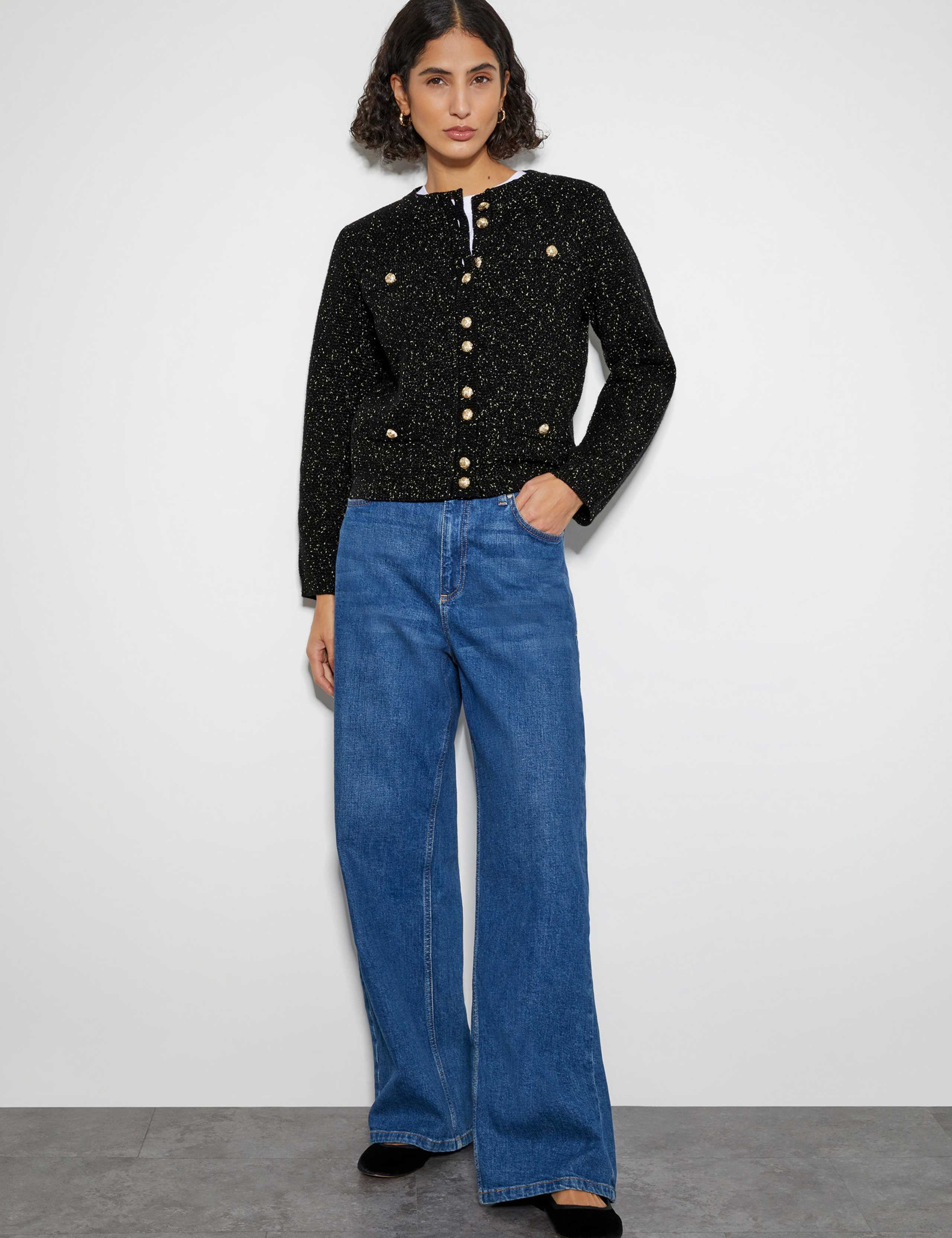 Sparkly Textured Crew Neck Cardigan 5 of 5