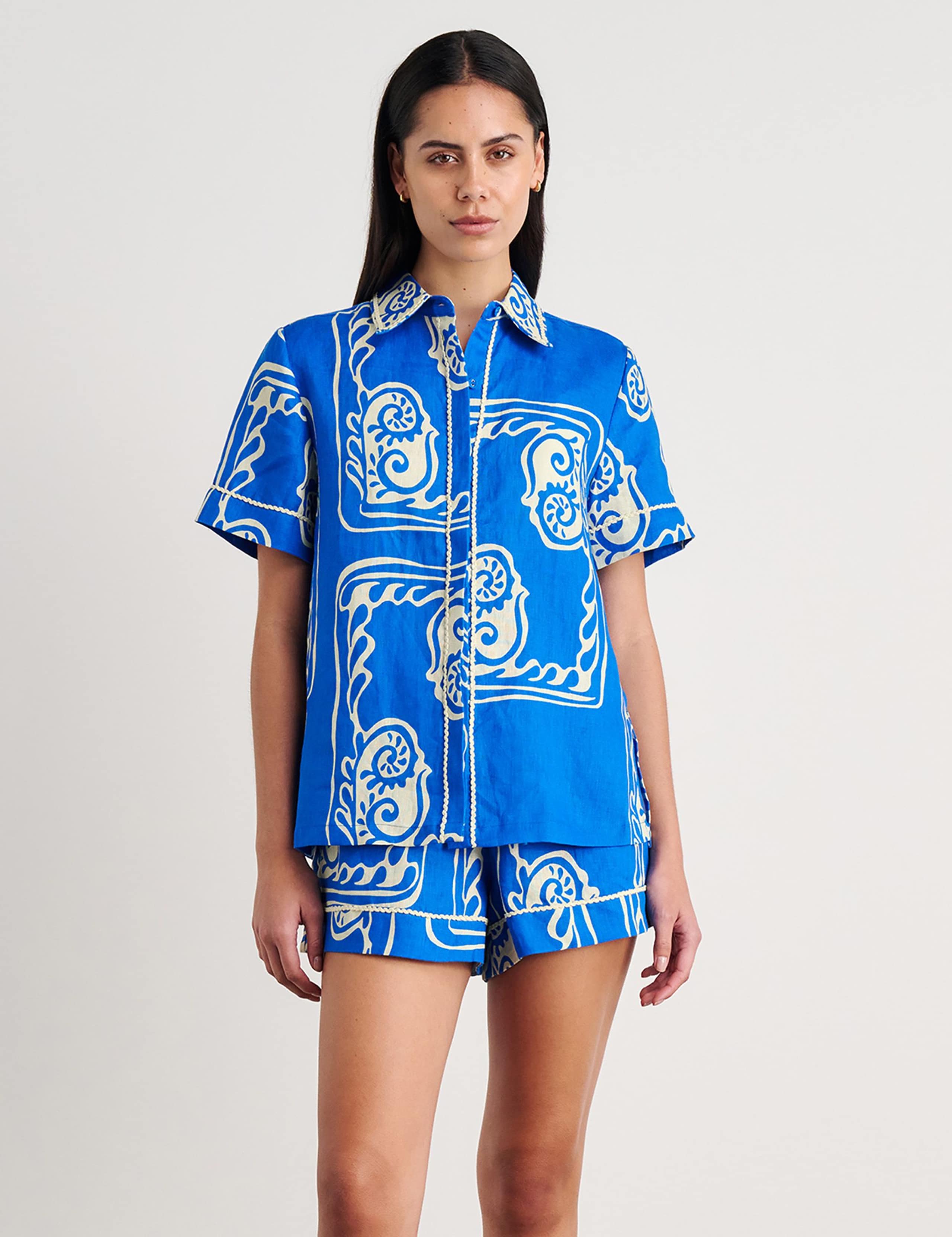 Pure Linen Printed Collared Shirt 4 of 5