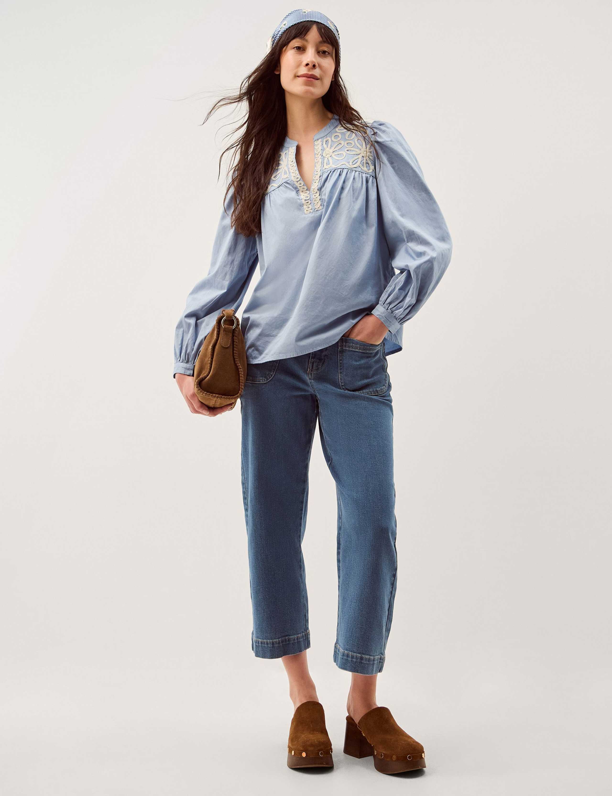 Pure Cotton Embroidered Notch Neck Top 3 of 5