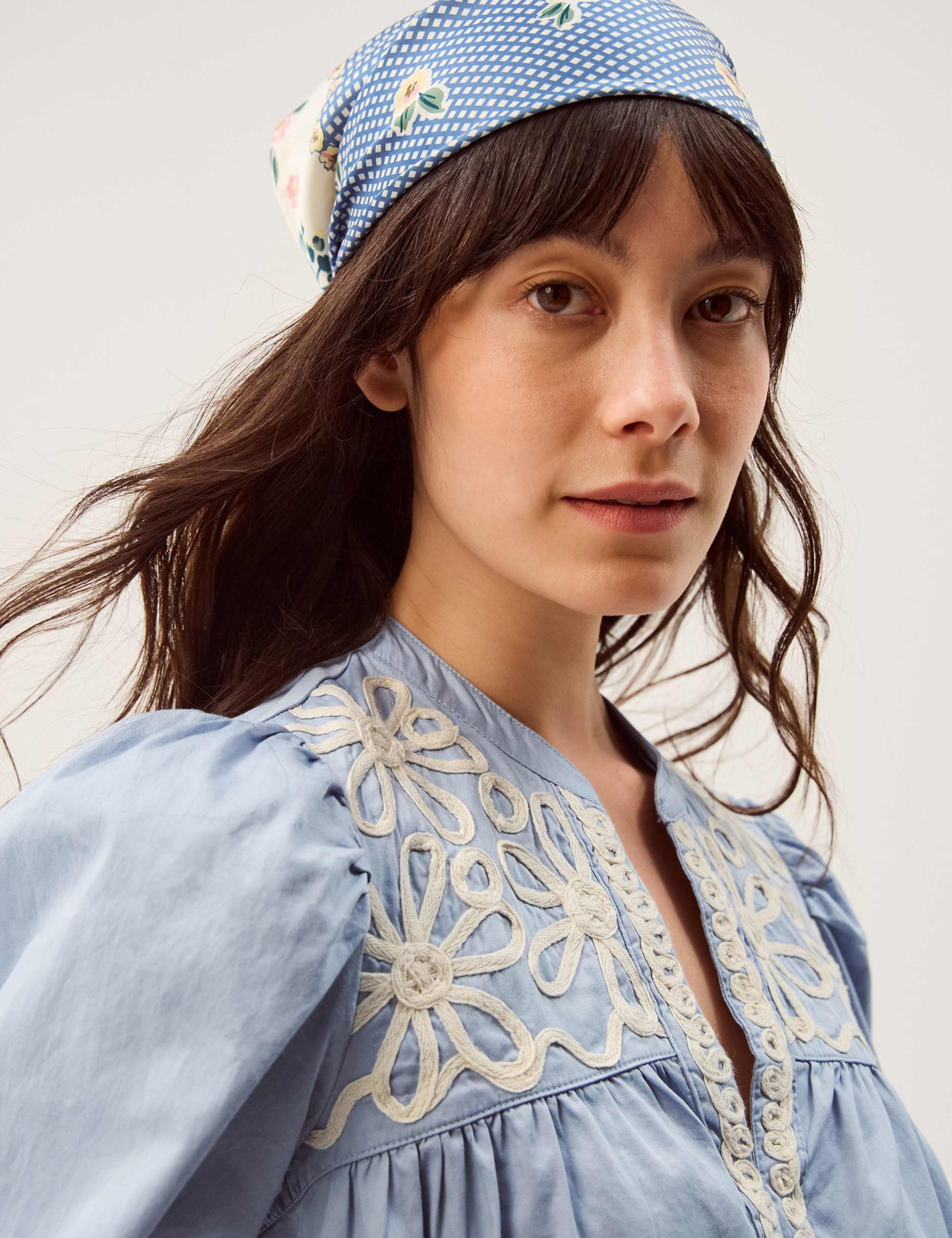 Pure Cotton Embroidered Notch Neck Top 4 of 5