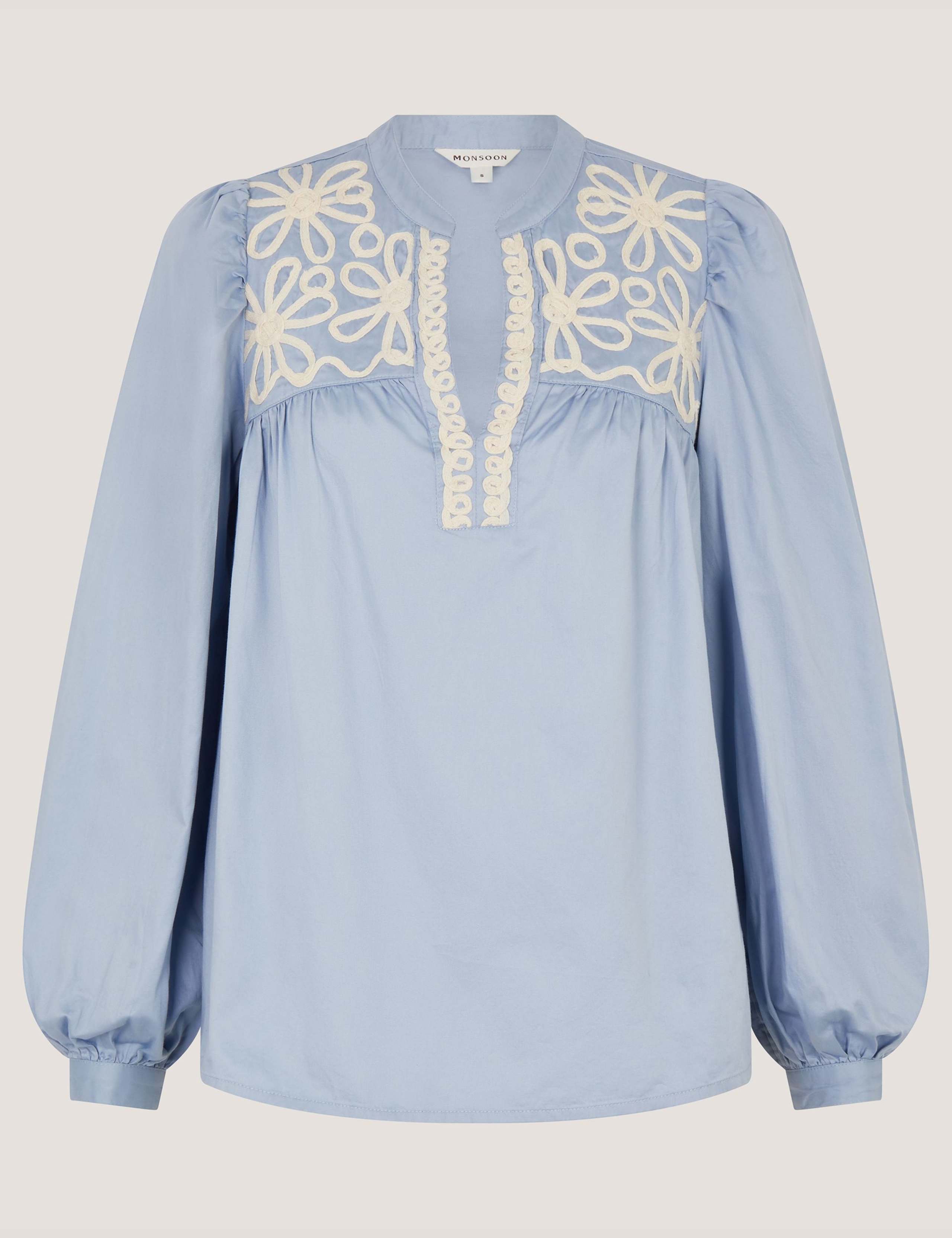 Pure Cotton Embroidered Notch Neck Top 2 of 5
