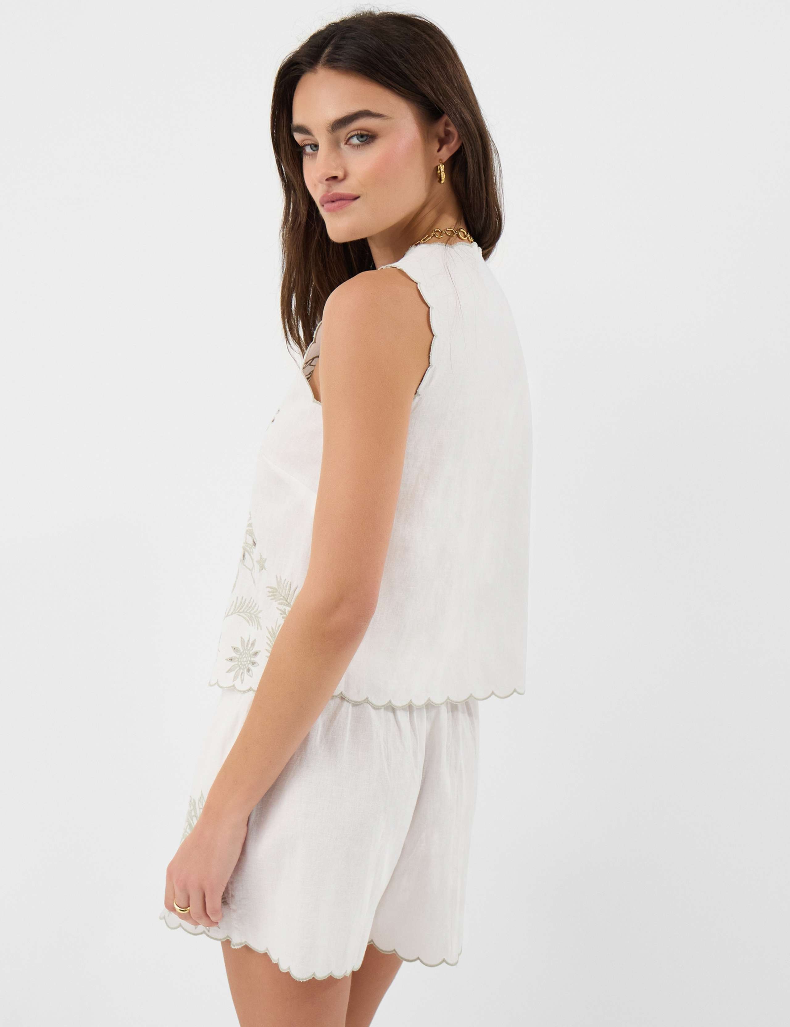 Cotton Rich Tropical Cutwork Tie Front Top 5 of 5