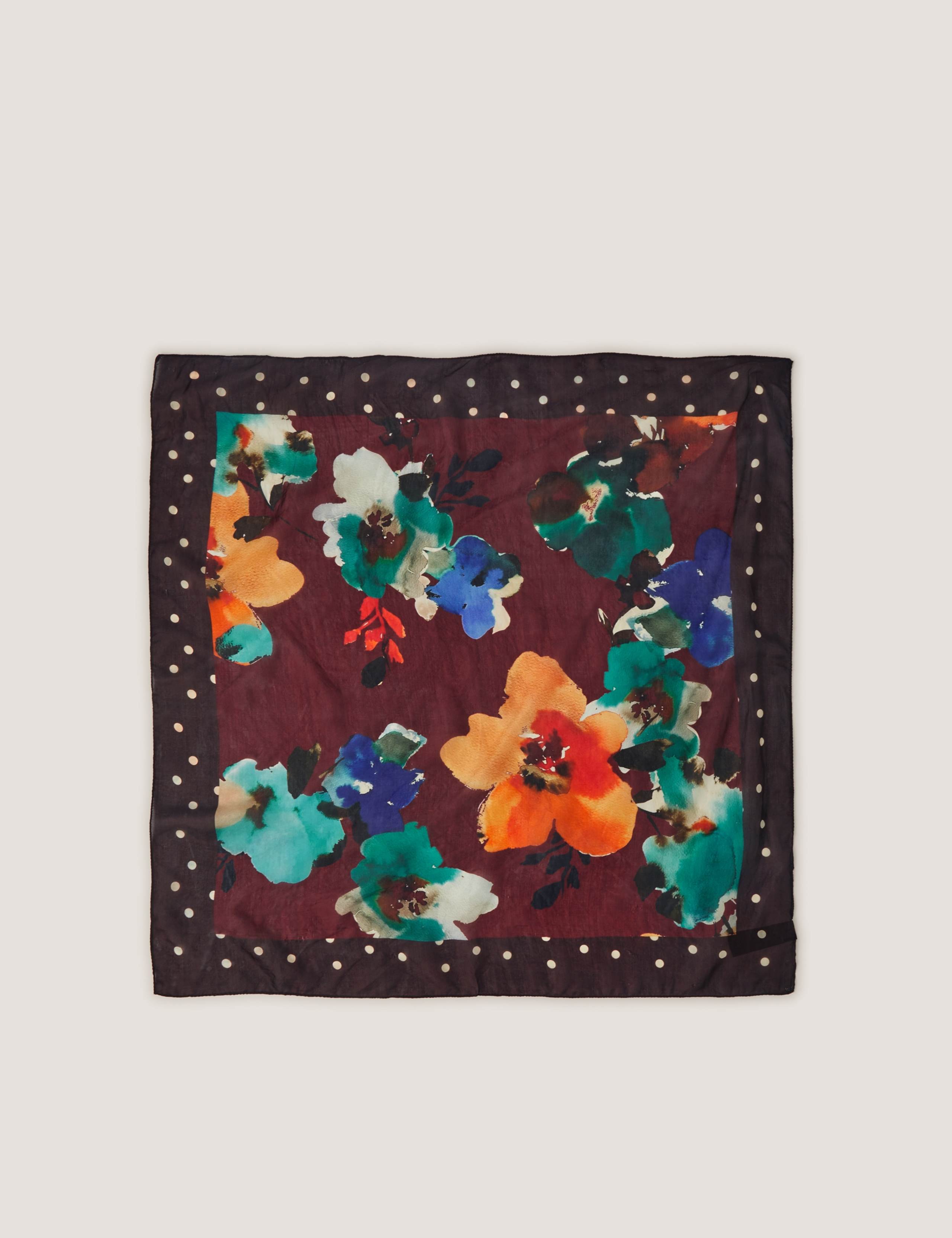 Pure Silk Floral Square Scarf 2 of 3