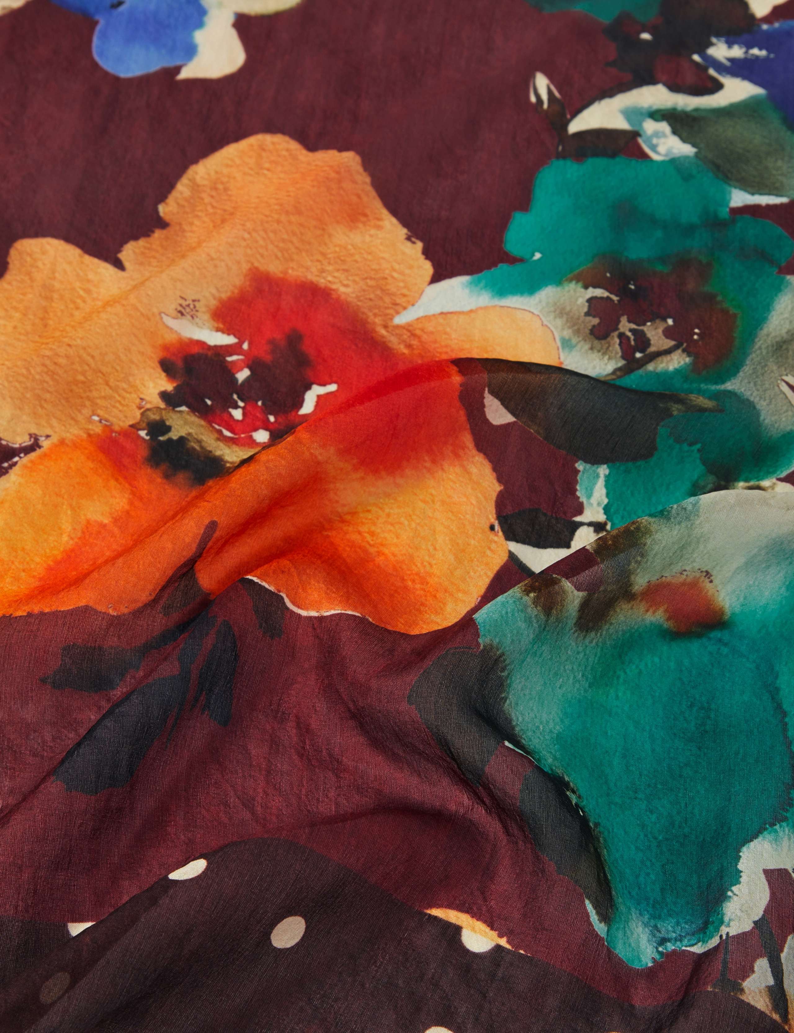 Pure Silk Floral Square Scarf 3 of 3