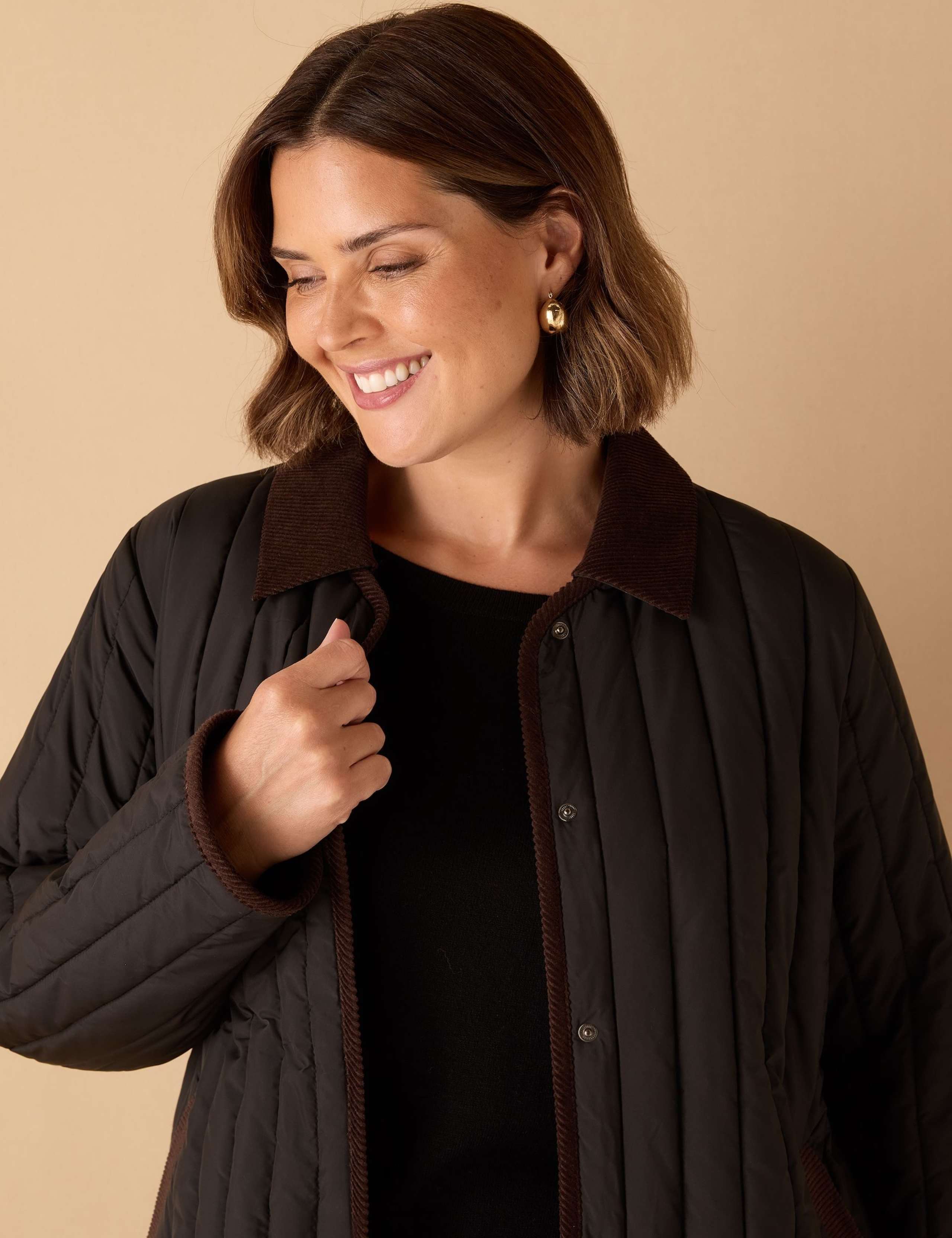 Quilted Detachable Collar Short Jacket 3 of 5