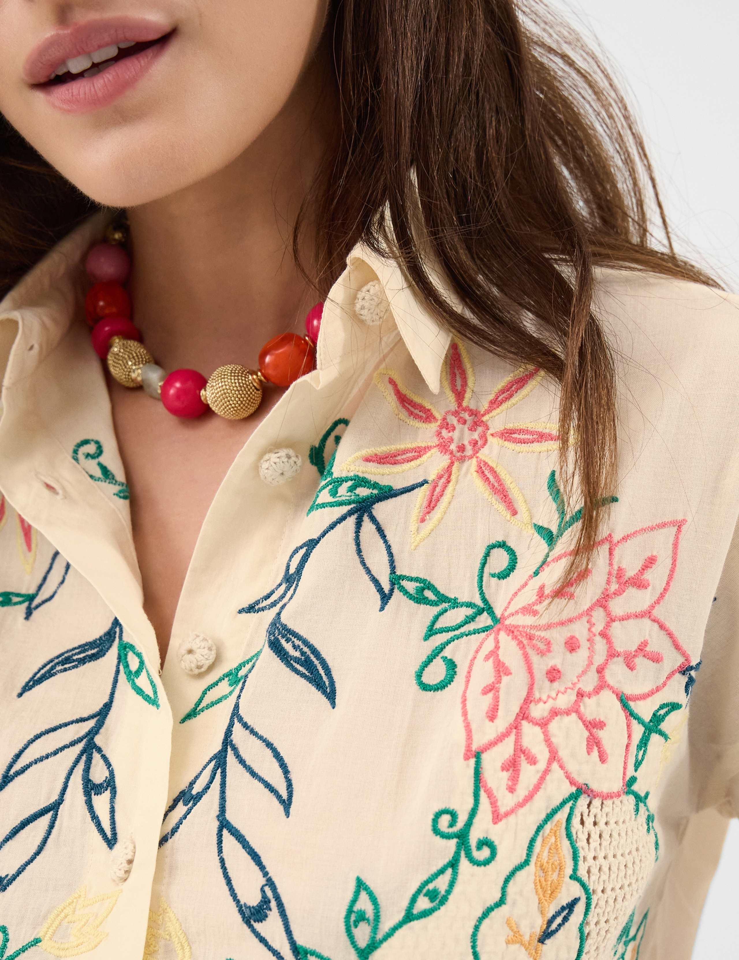 Pure Cotton Floral Embroidered Cutwork Shirt 4 of 5