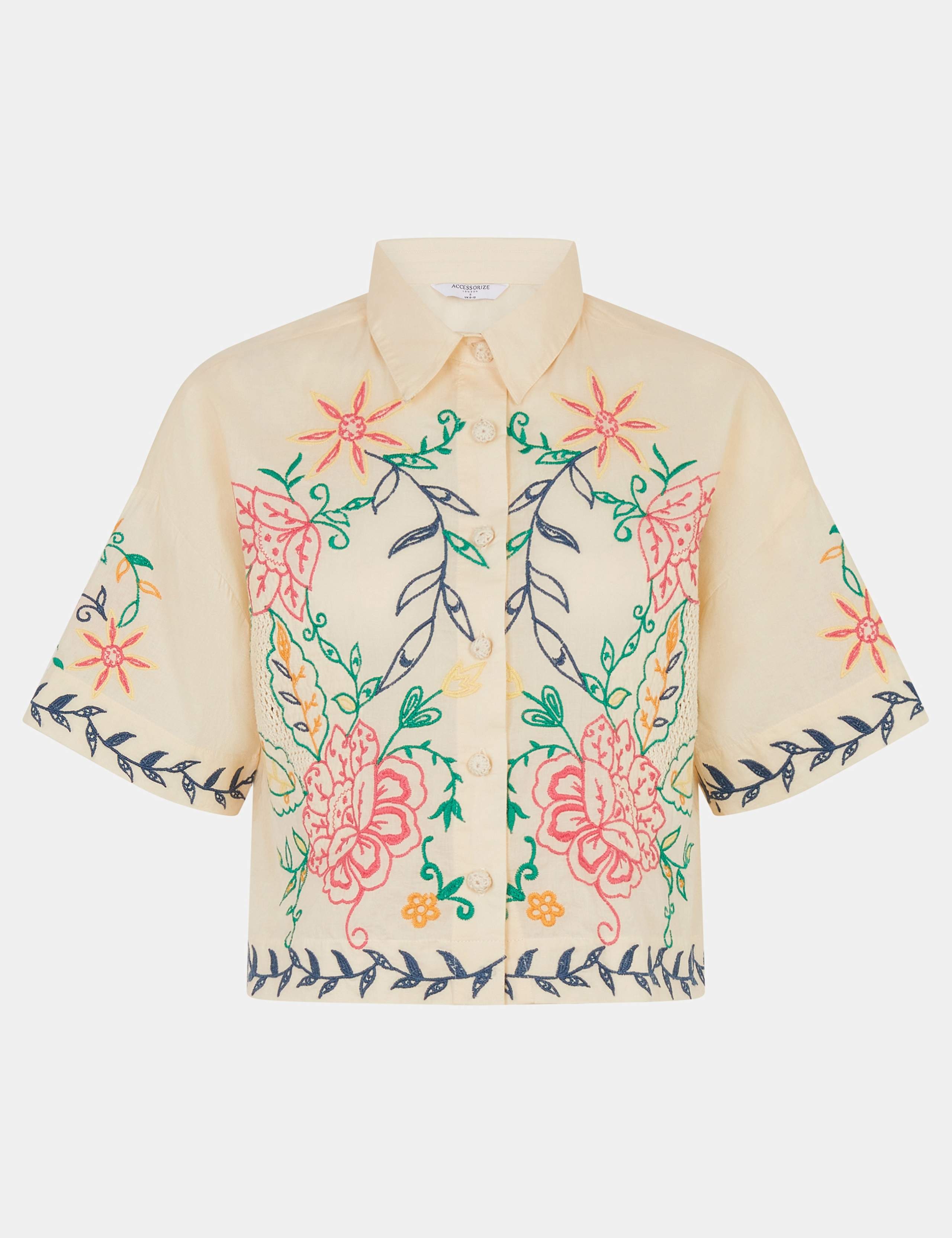 Pure Cotton Floral Embroidered Cutwork Shirt 2 of 5