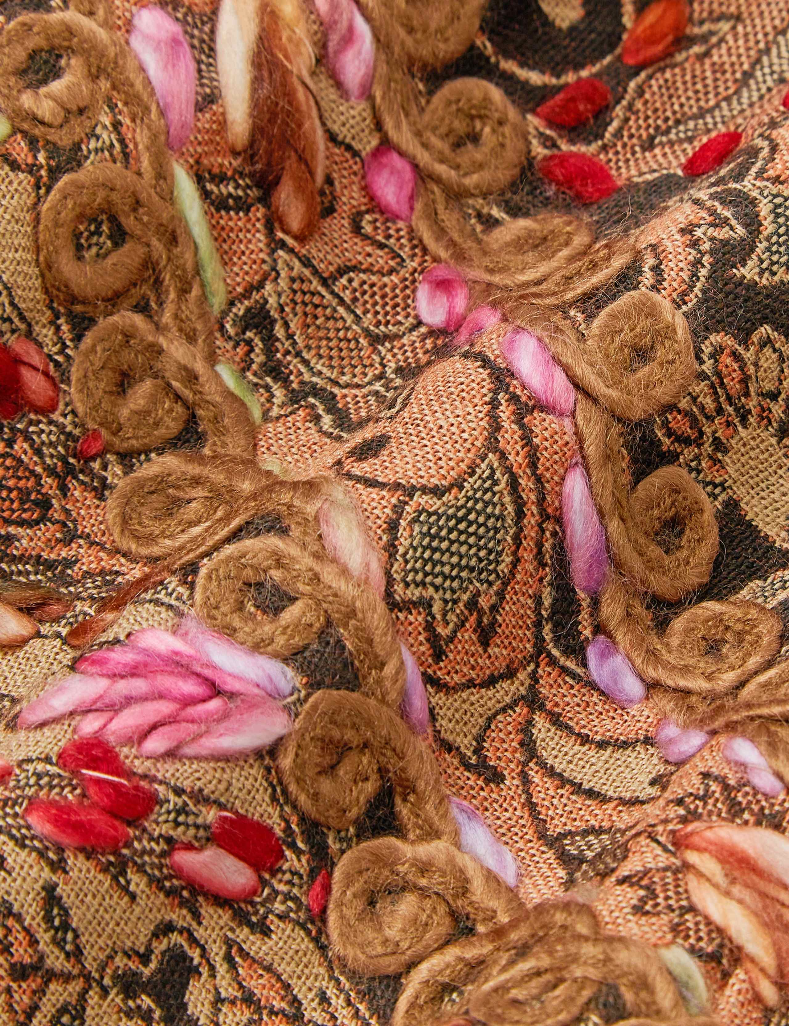 Embroidered Paisley Tassel Scarf 2 of 3