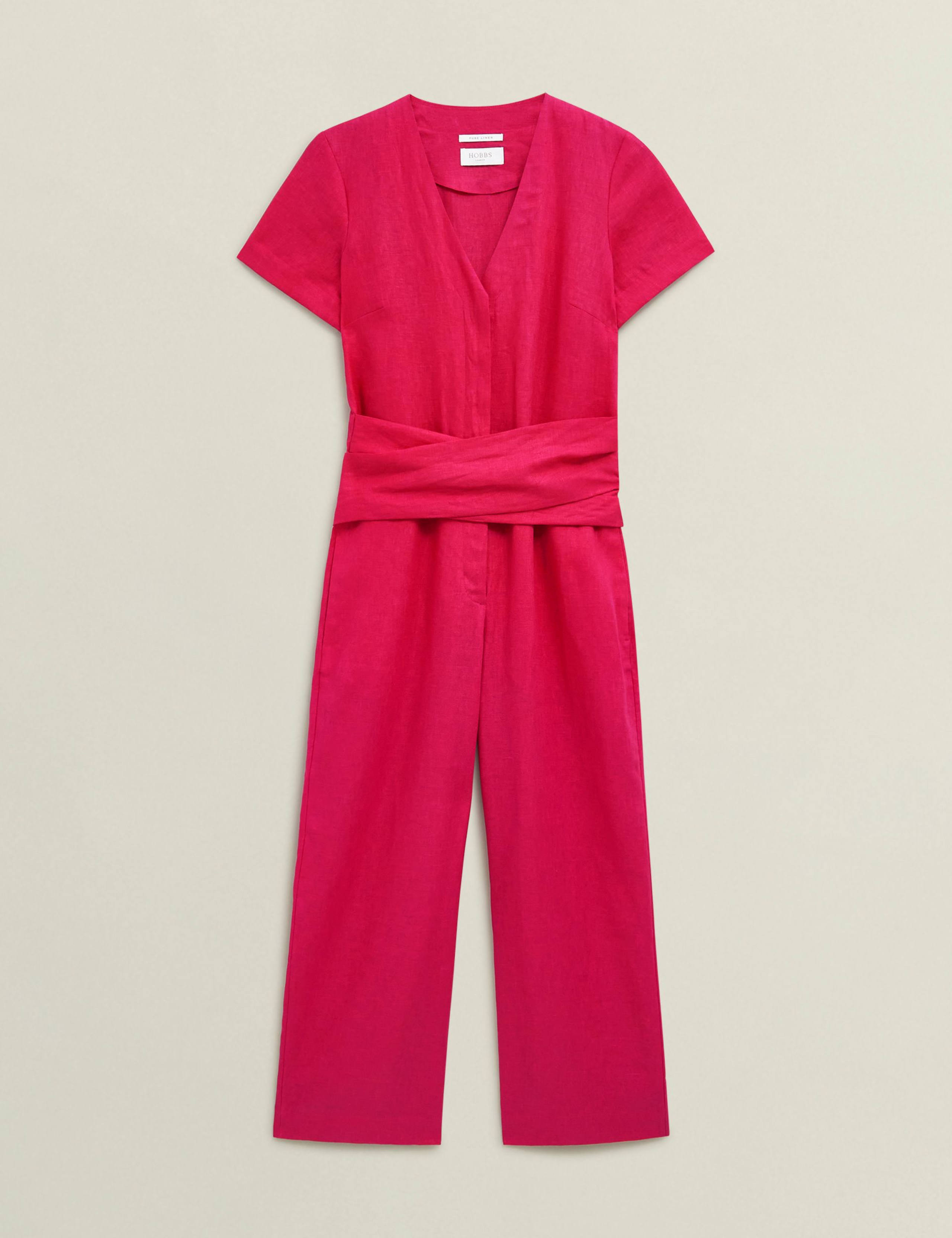 Pure Linen Belted Cropped Wide Leg Jumpsuit 2 of 6