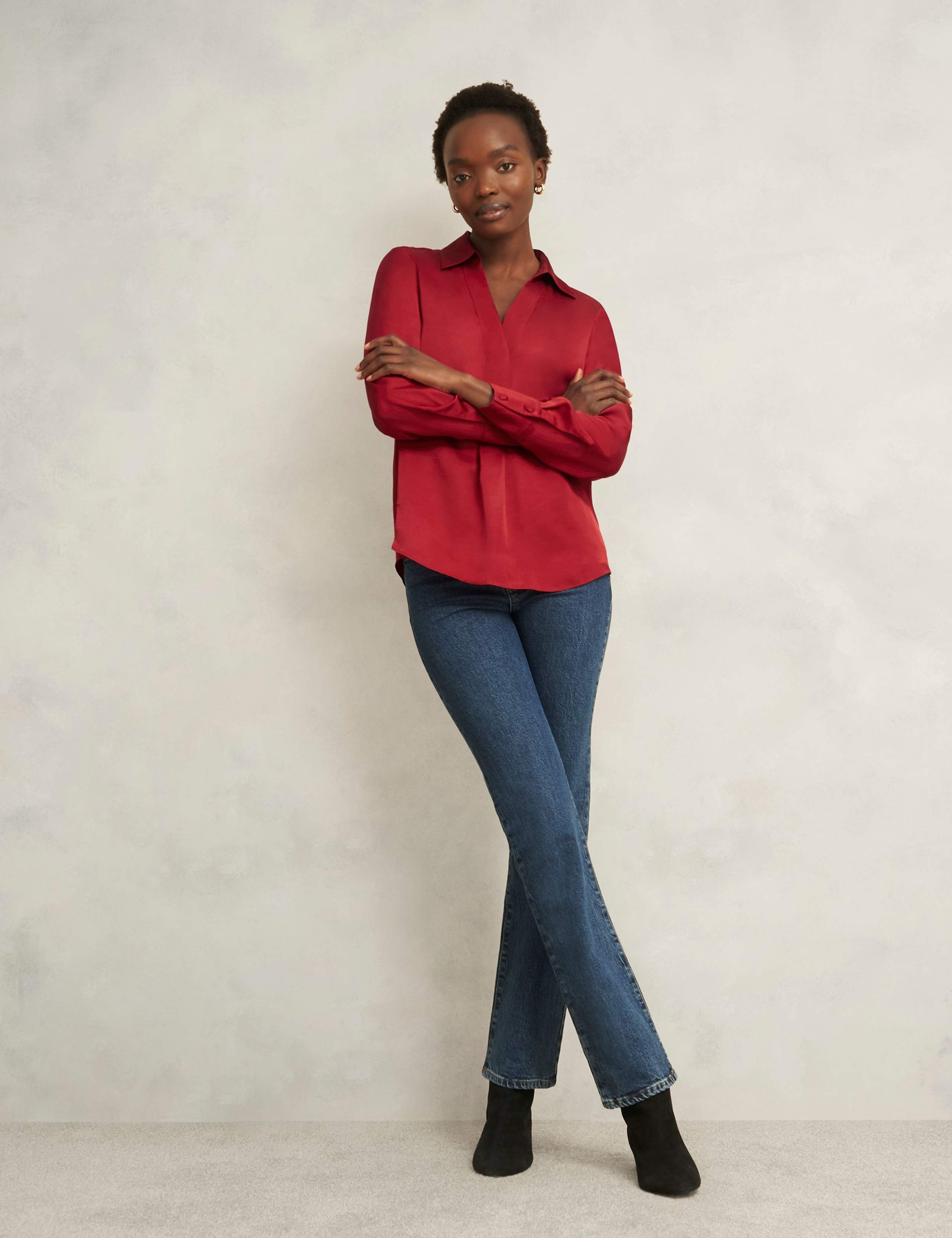 Satin Collared Relaxed Blouse 3 of 5