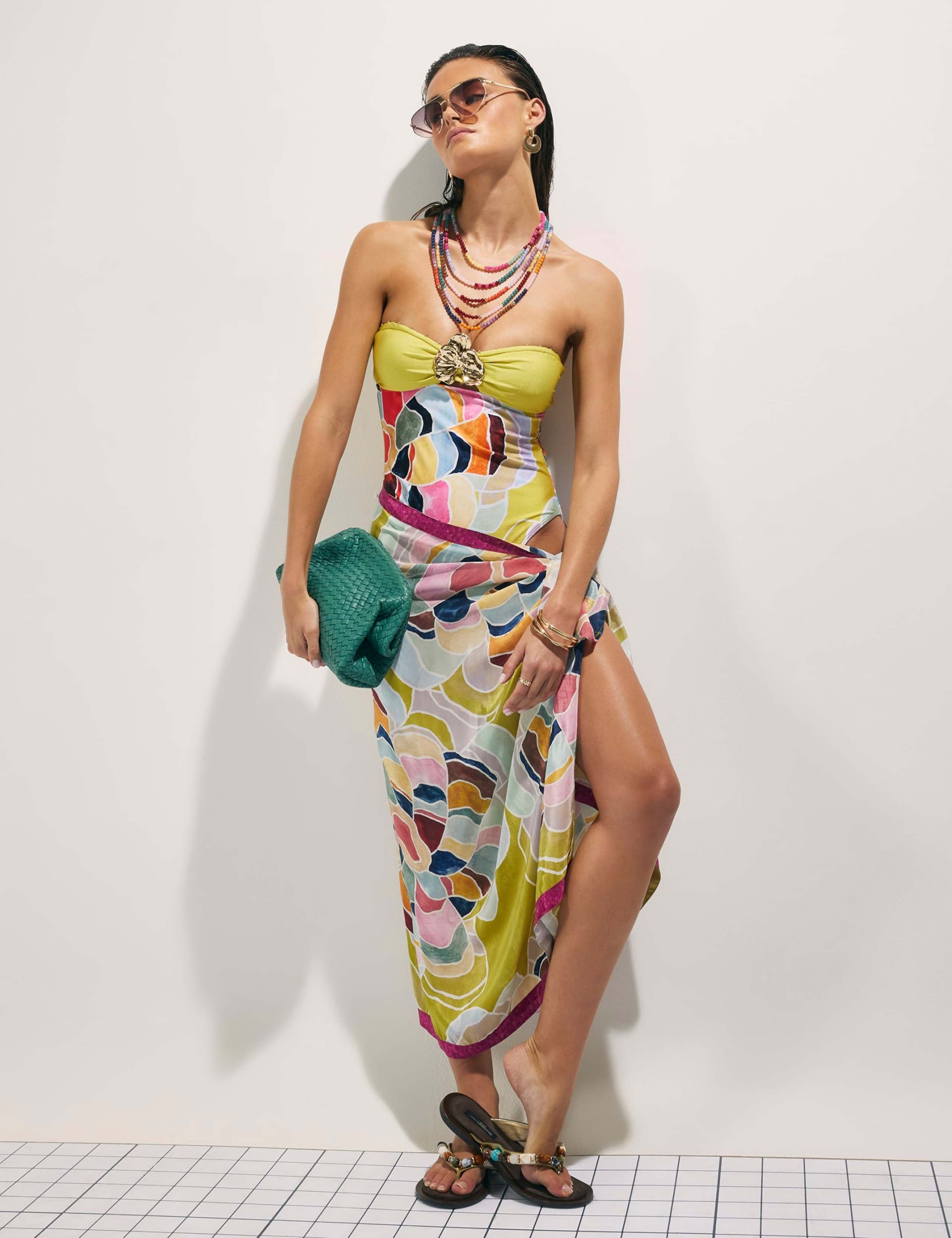 Printed Flower Detail Bandeau Swimsuit 2 of 3