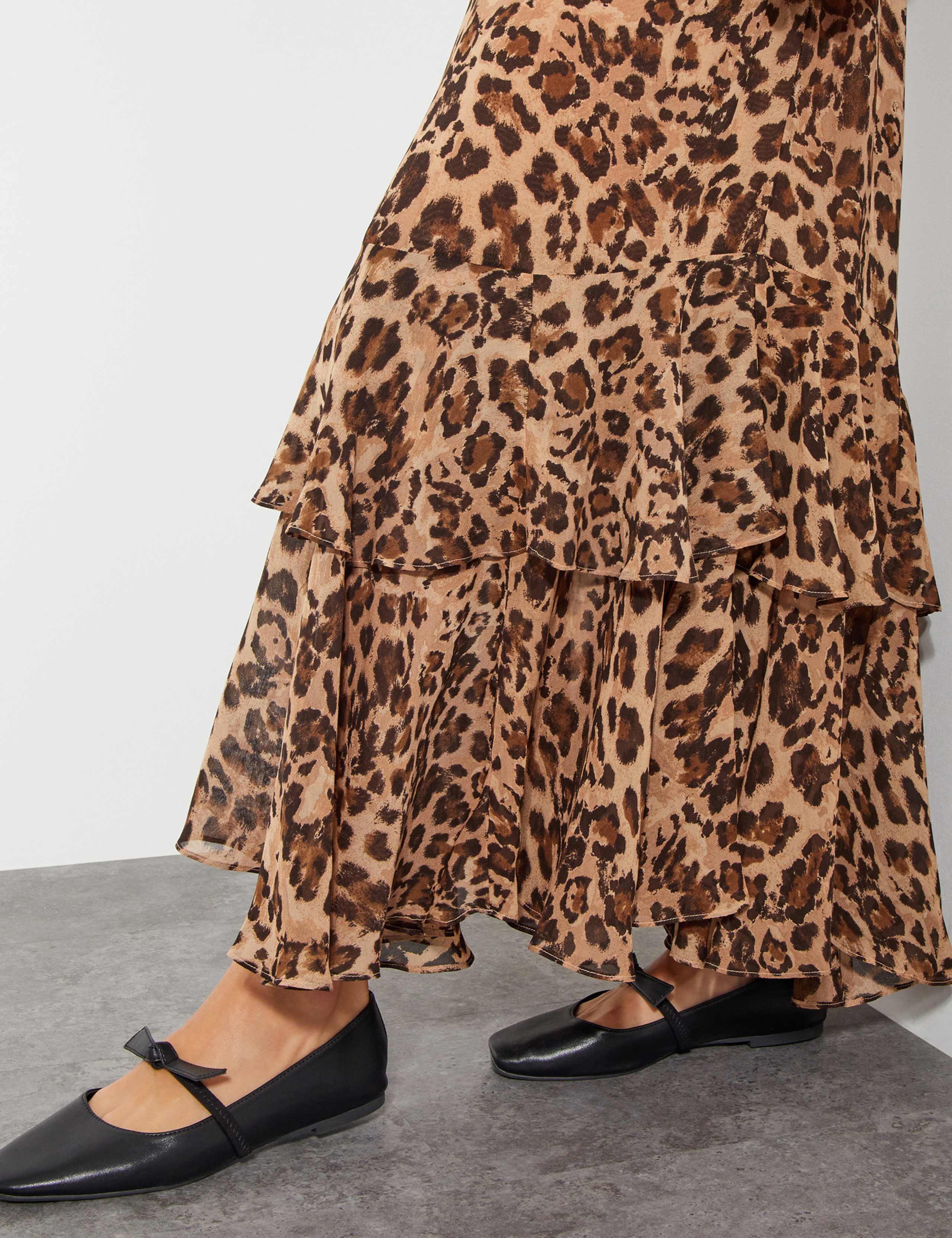 Animal Print V-Neck Ruffle Maxi Tea Dress 5 of 5