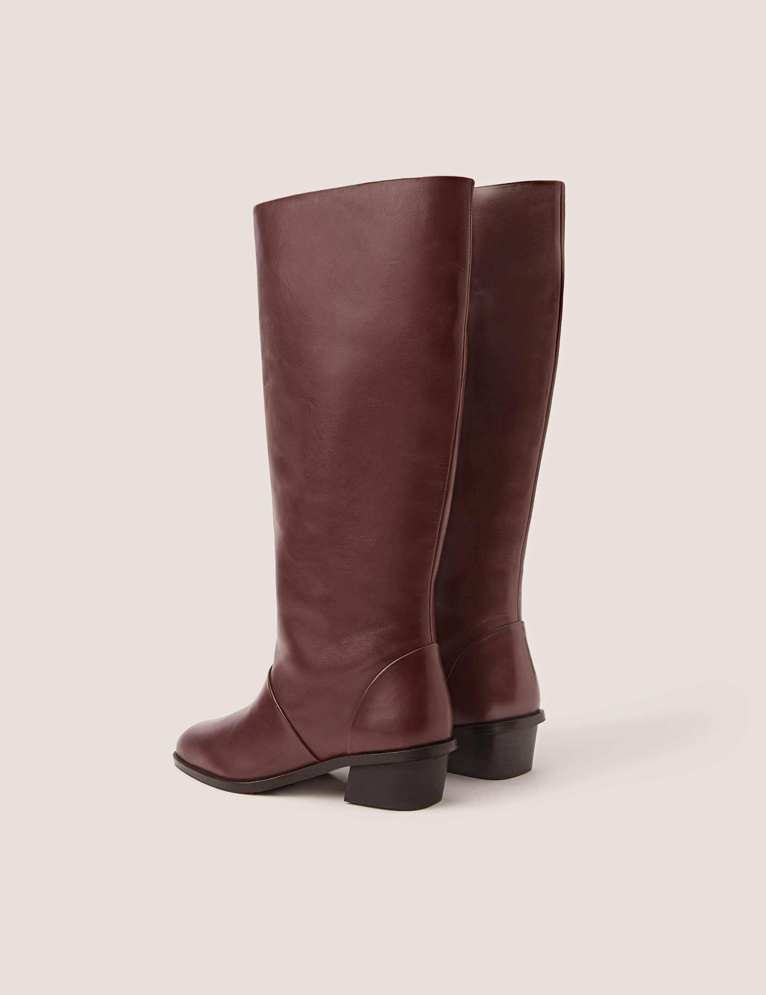 Leather Block Heel Knee High Boots 3 of 3