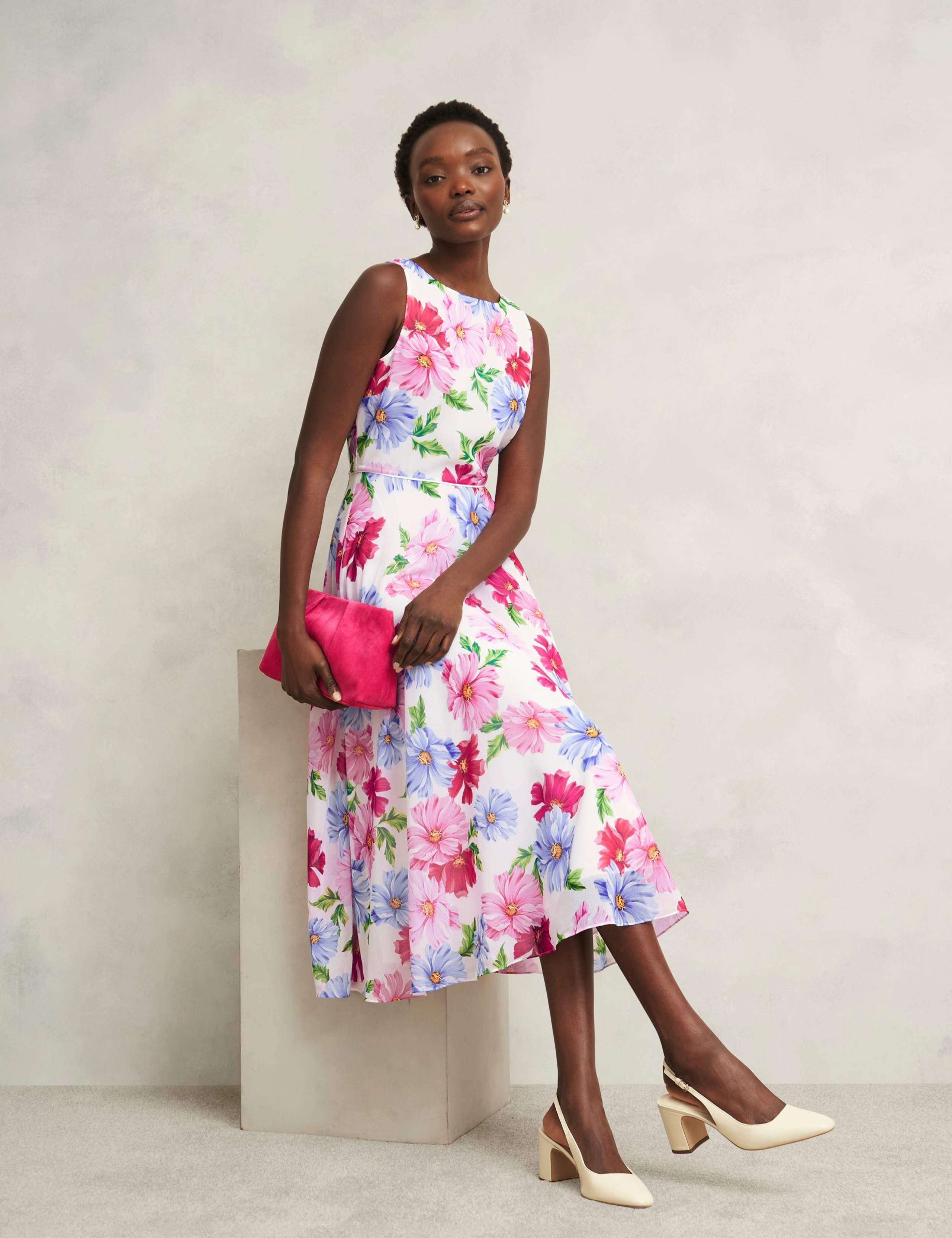 Floral Slash Neck Midi Skater Dress 5 of 8