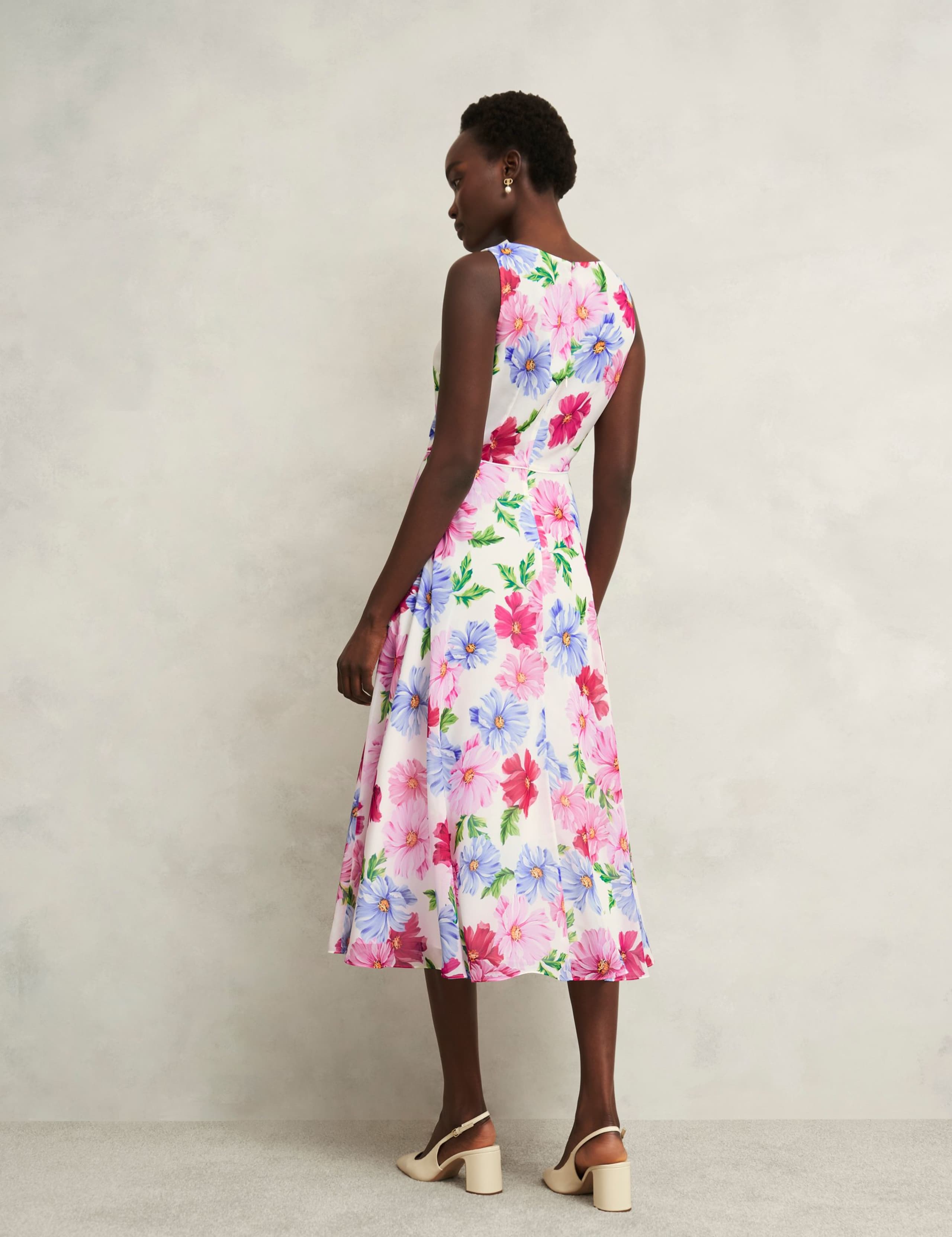 Floral Slash Neck Midi Skater Dress 6 of 8