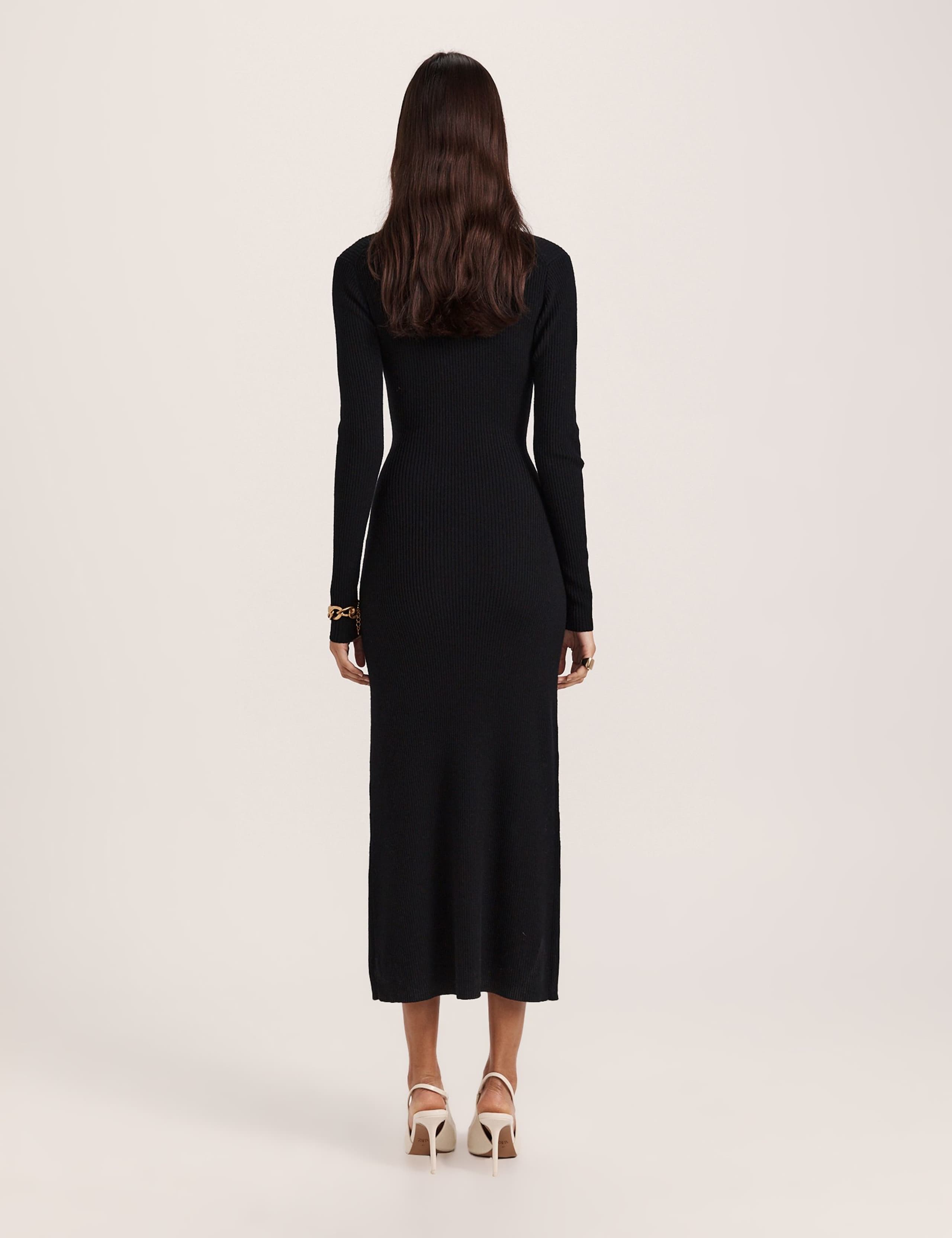 Wool Rich Knitted V-Neck Midi Wrap Dress 2 of 3