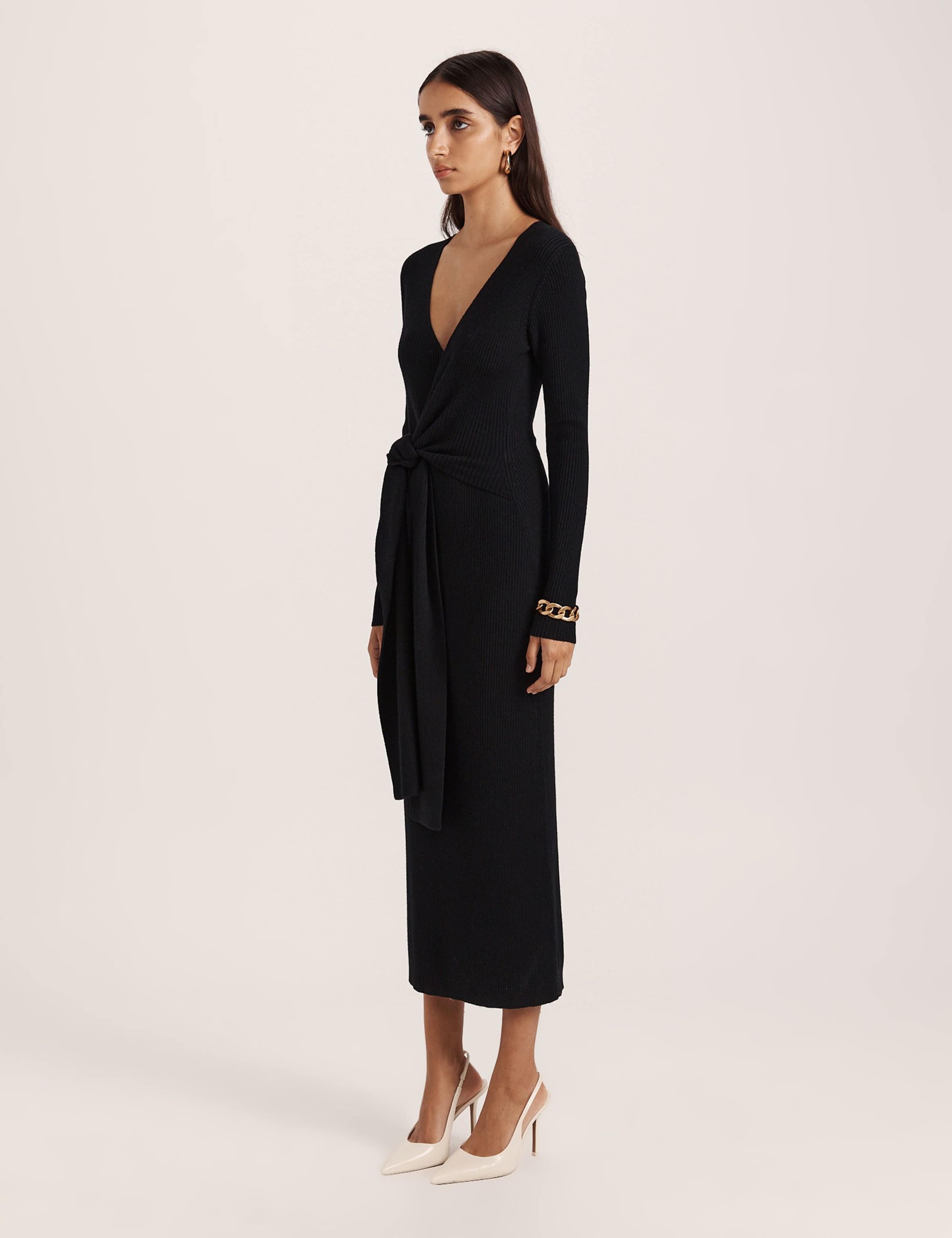 Wool Rich Knitted V-Neck Midi Wrap Dress 3 of 3