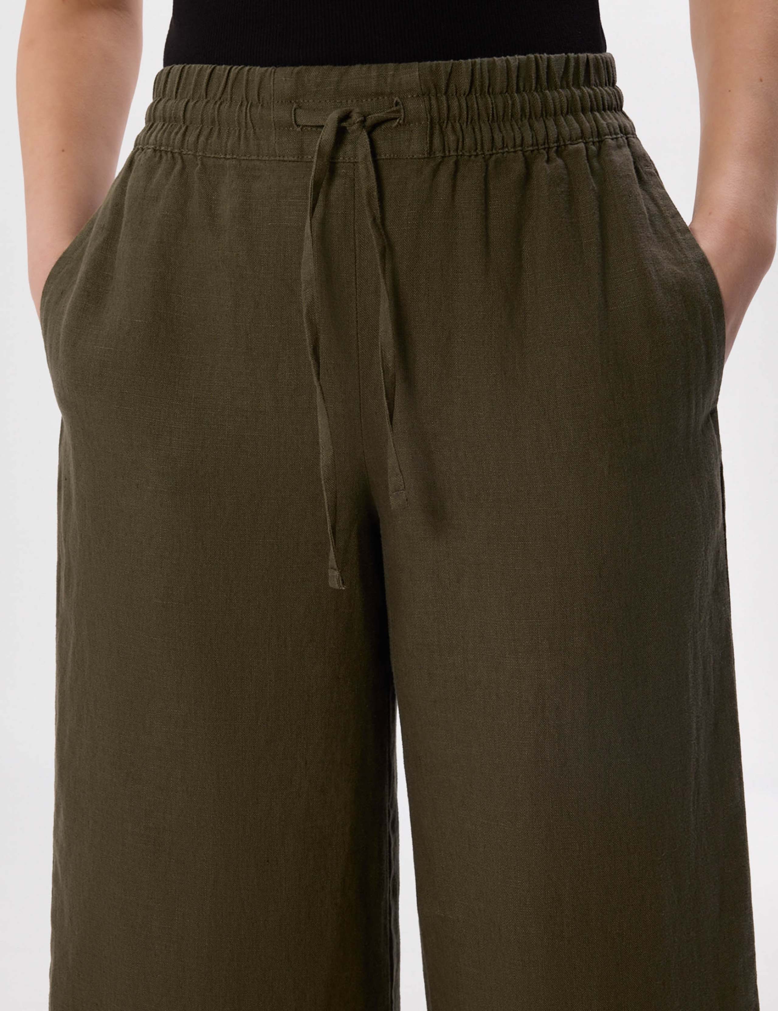 Pure Linen Wide Leg Cropped Trousers 5 of 6