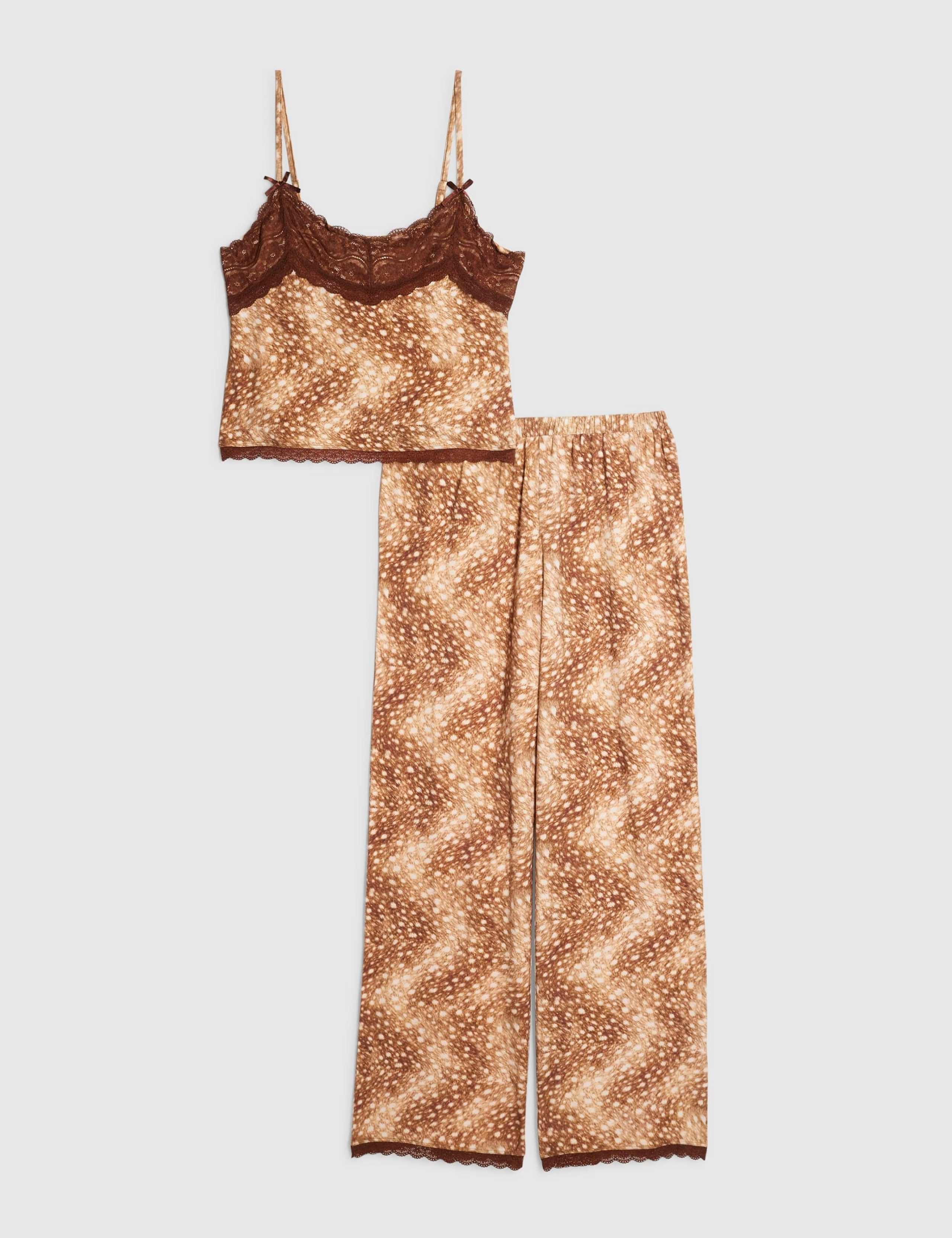 Cotton Rich Animal Print Lace Trim Pyjama Set 6 of 6