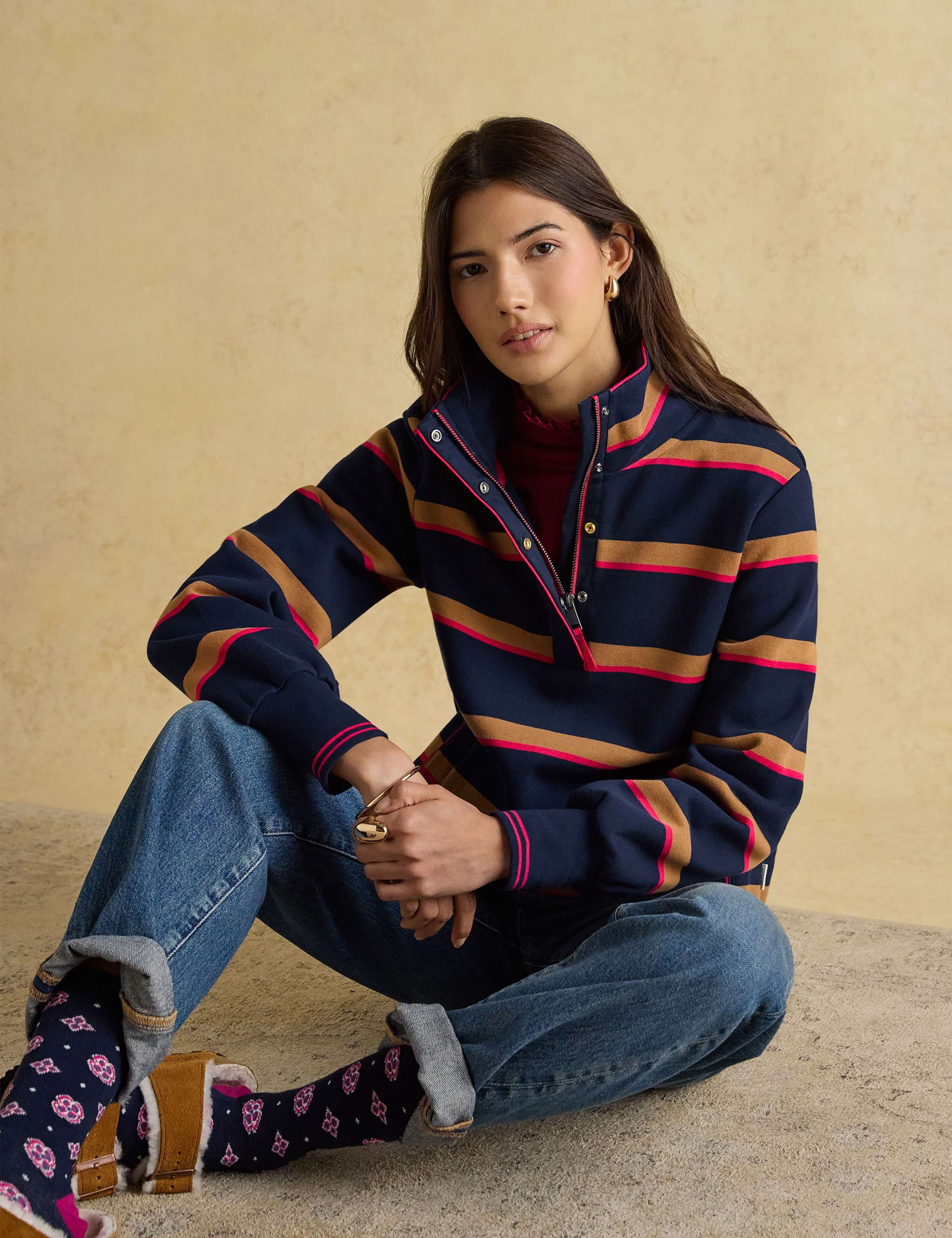 Pure Cotton Striped Funnel Neck Sweatshirt 3 of 7