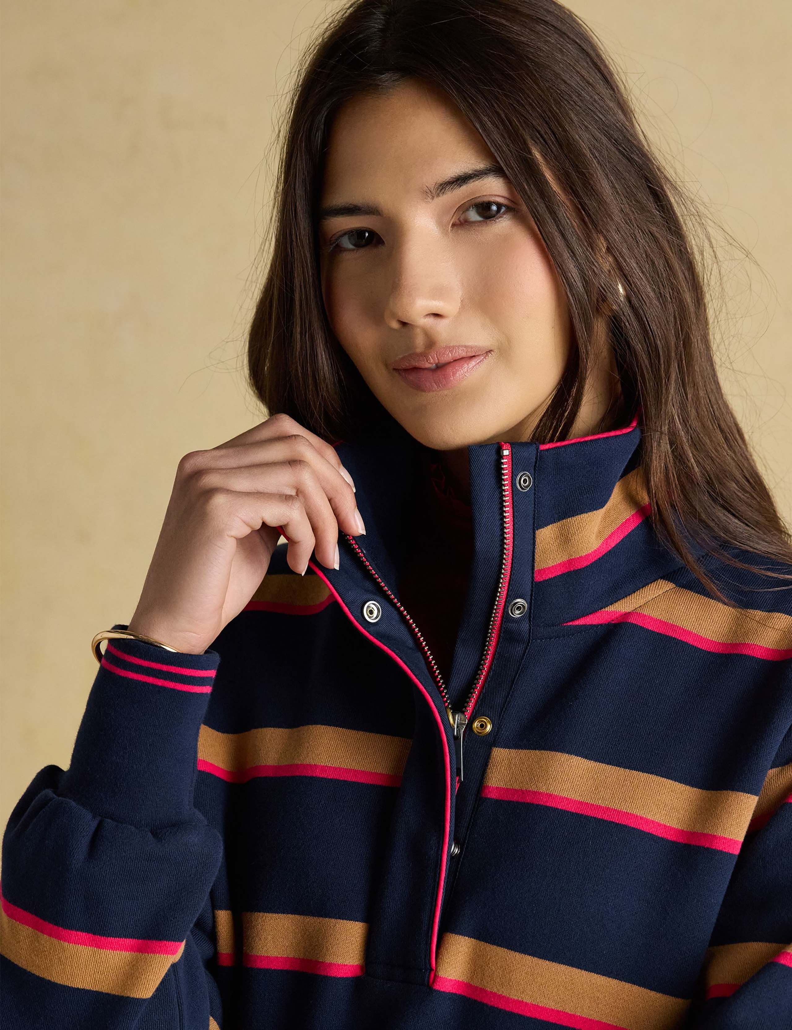 Pure Cotton Striped Funnel Neck Sweatshirt 4 of 7