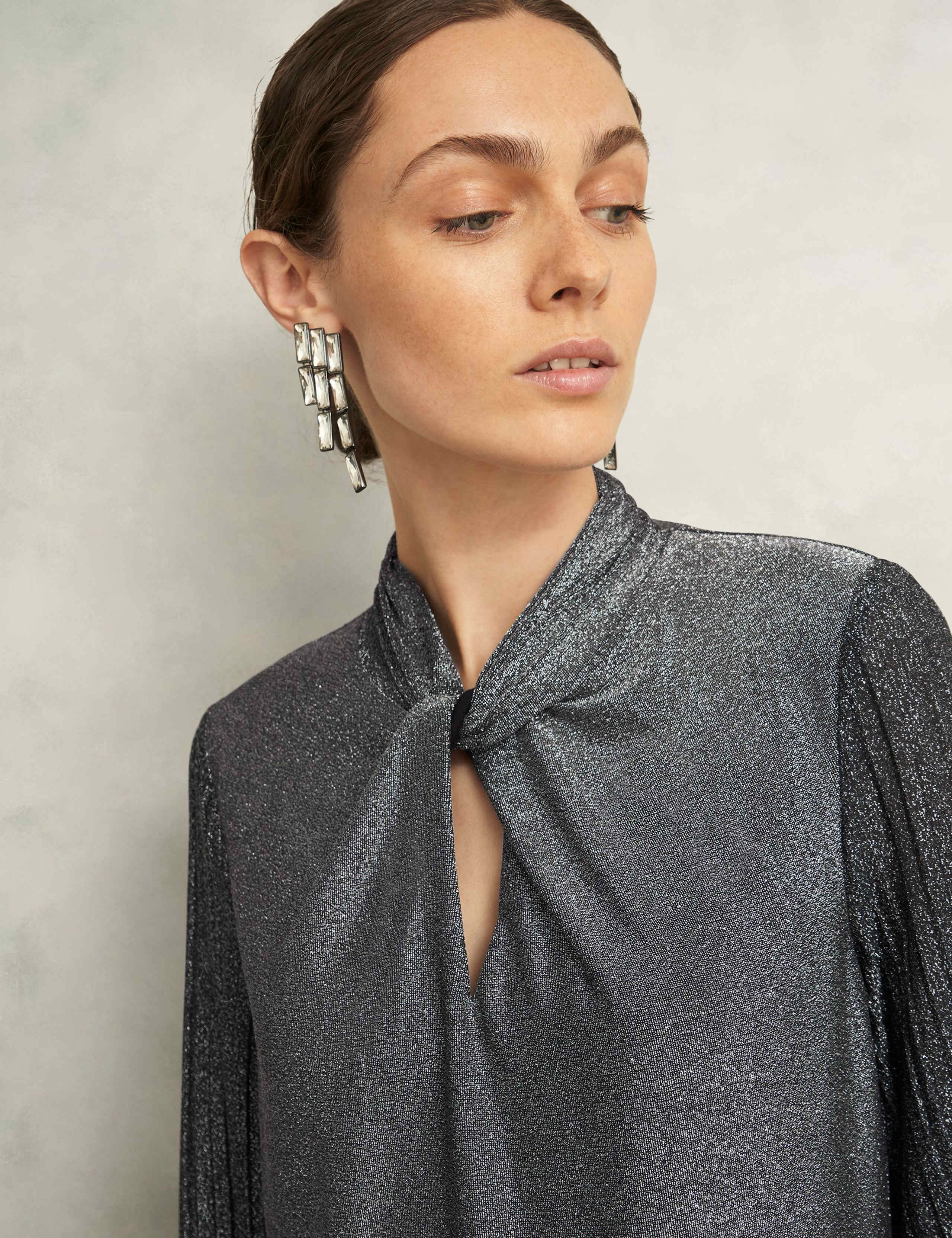 Sparkly Twist Front Blouson Sleeve Top 6 of 6