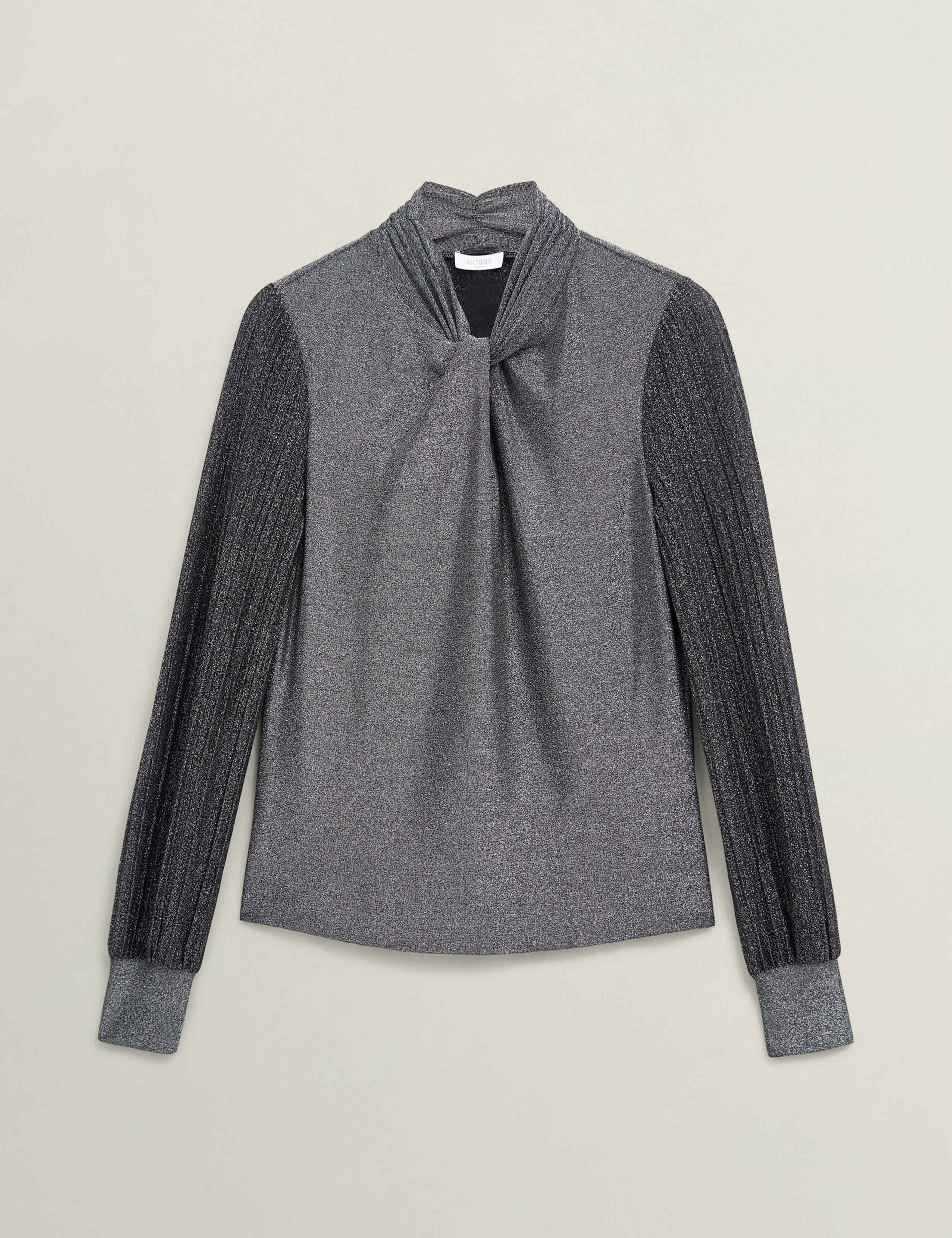 Sparkly Twist Front Blouson Sleeve Top 2 of 6
