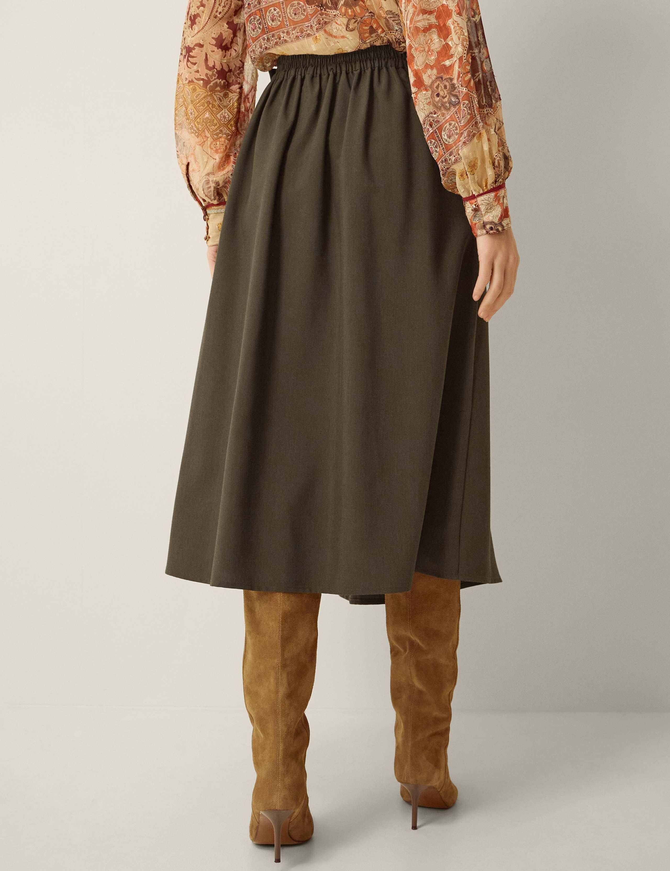 Box Pleat Midi Kilt Skirt 2 of 4