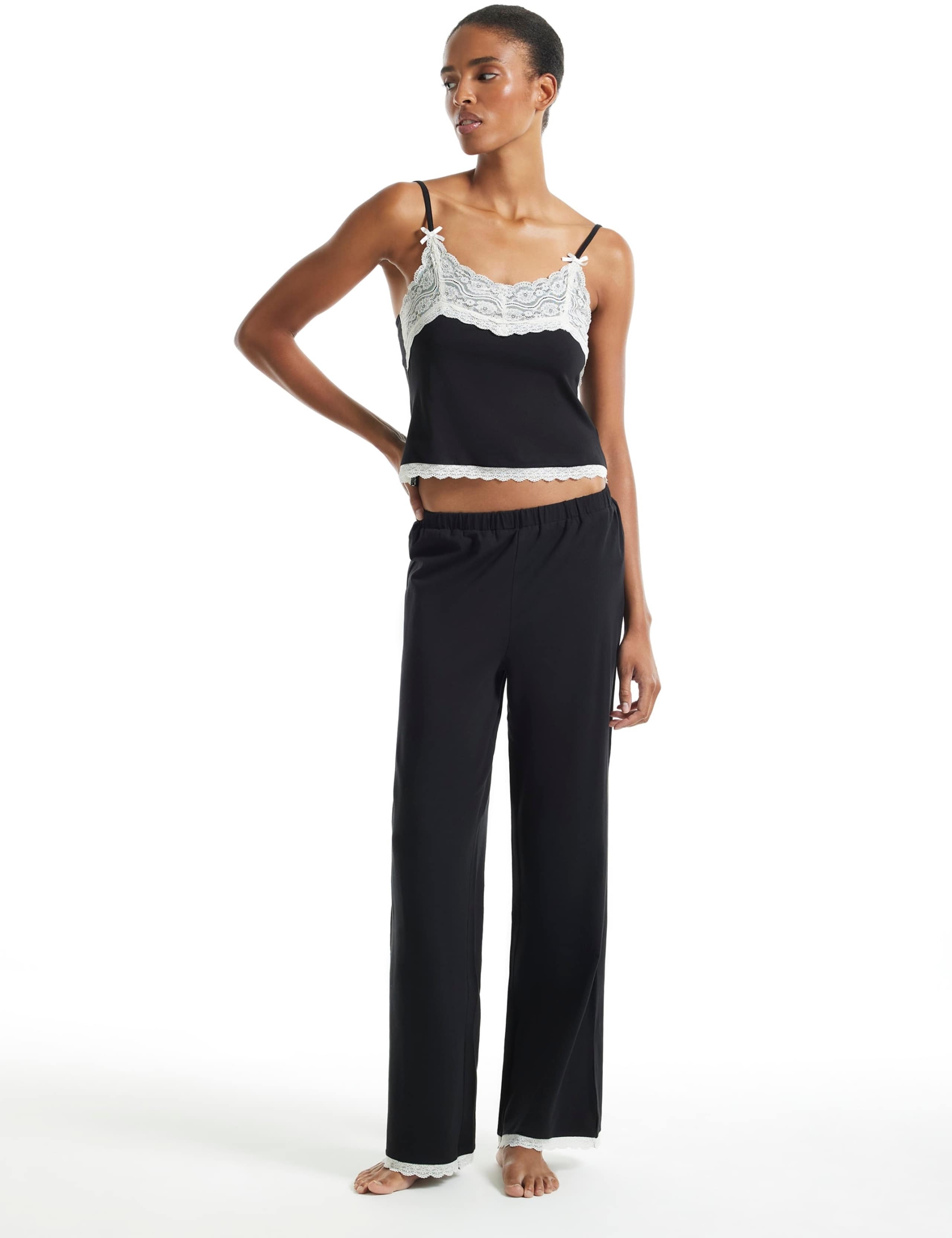 Cotton Rich Lace Trim Cami Pyjama Set 1 of 6