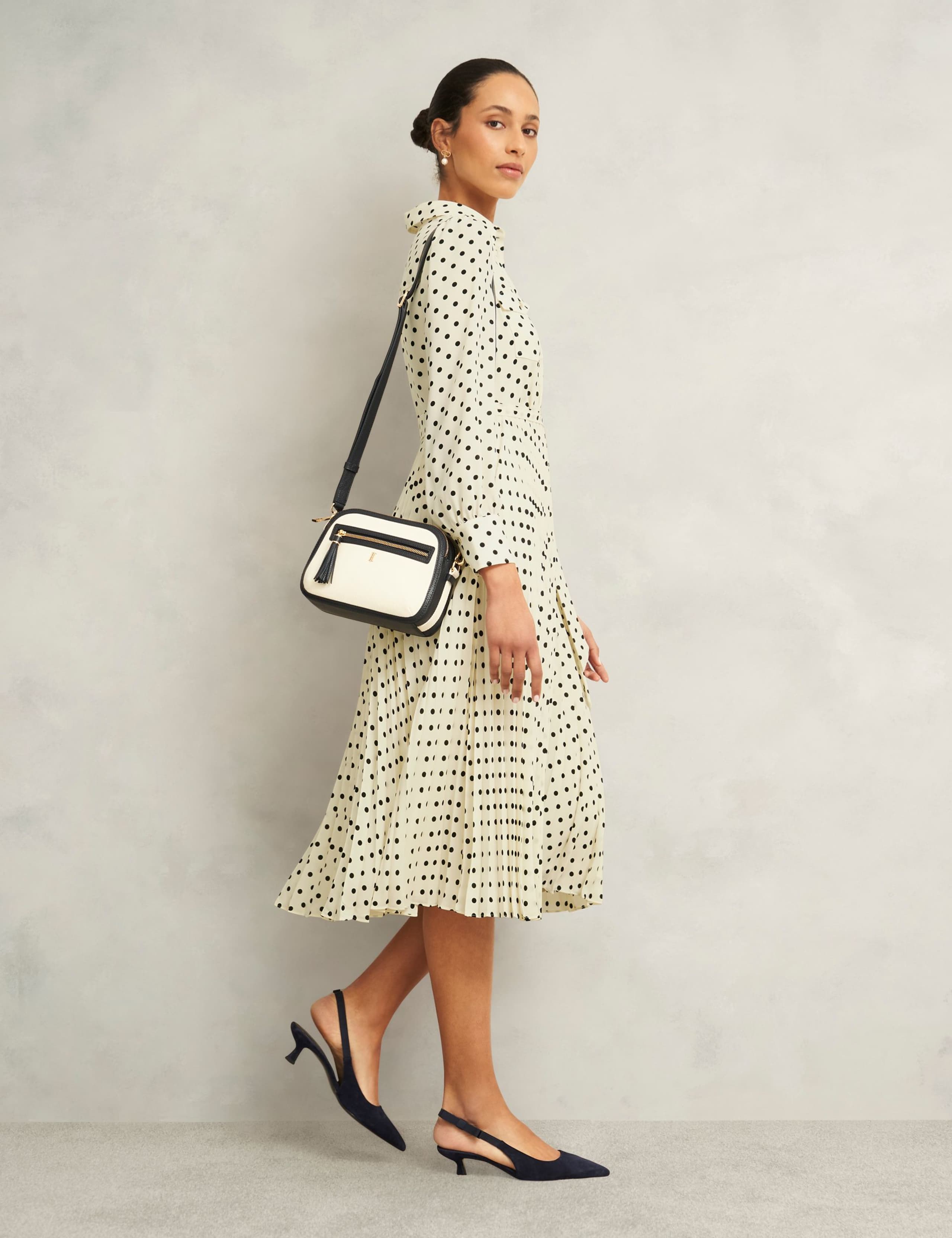 Polka Dot Collared Midi Shirt Dress 4 of 9