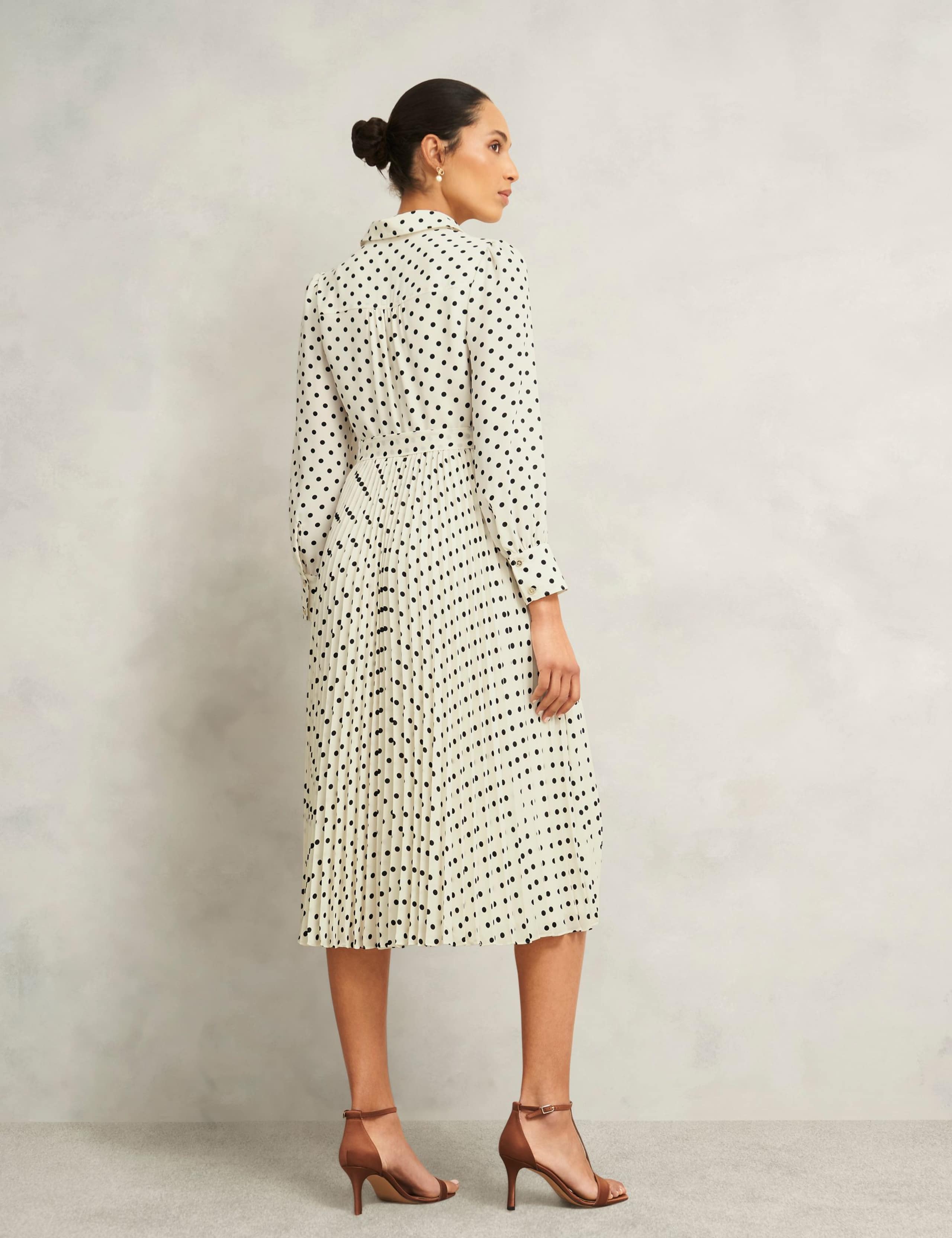 Polka Dot Collared Midi Shirt Dress 5 of 9